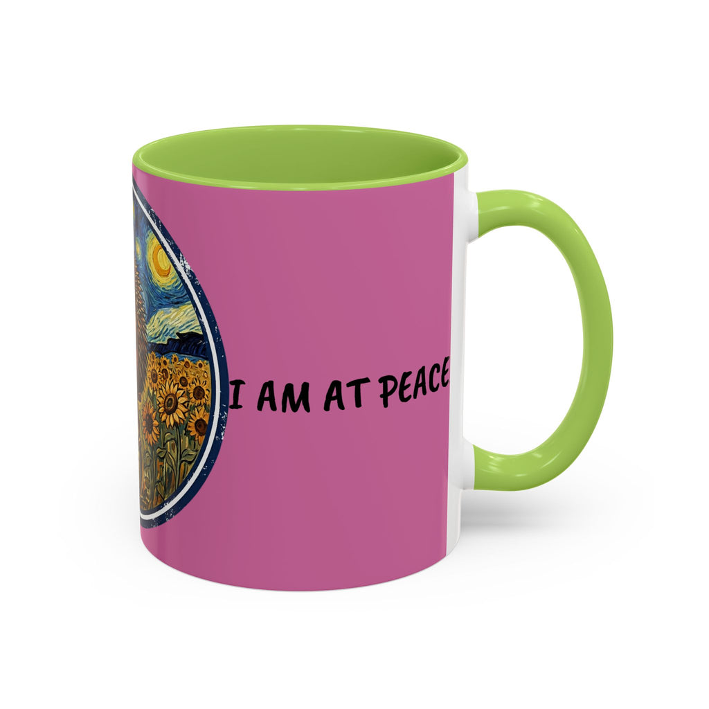 Hedgehog Sunflower Coffee Mug — "I Am At Peace" Accent Ceramic Mug