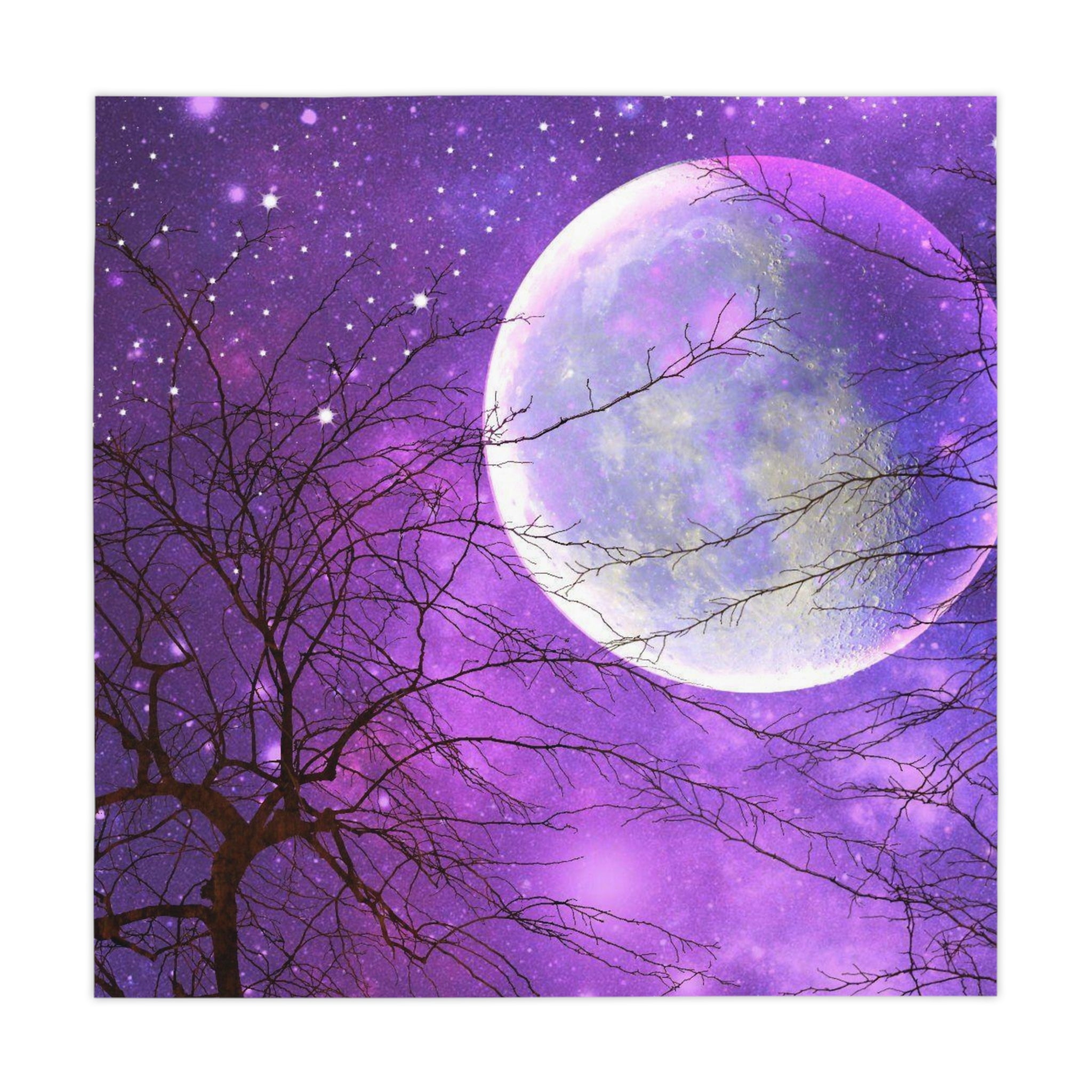 Purple Moonlight Tablecloth — Mystical Night Sky Table Cover for Halloween & Gothic Decor