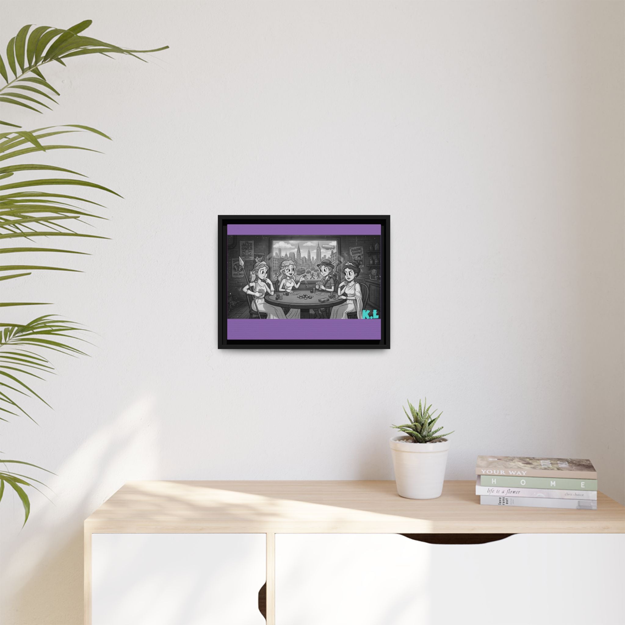 Framed Matte Canvas - Vintage Goddess Poker Night Print