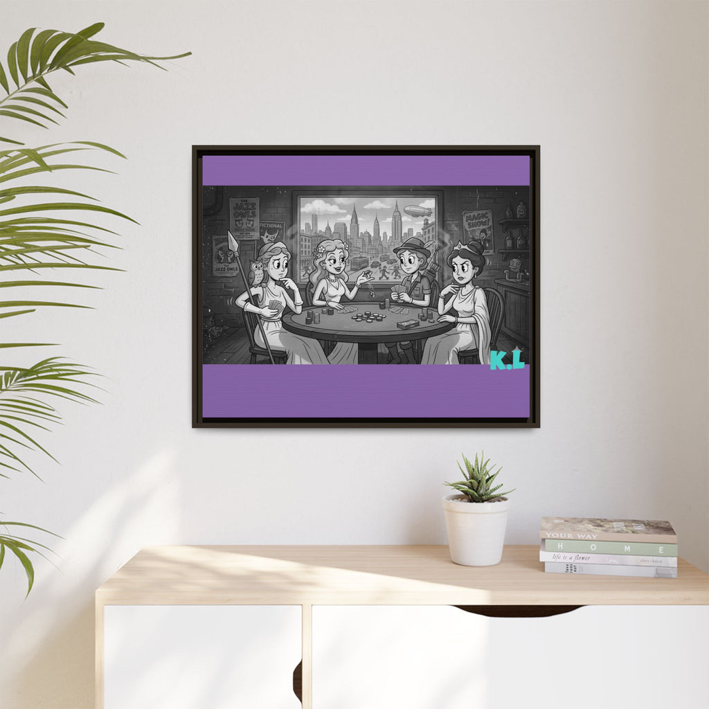 Framed Matte Canvas - Vintage Goddess Poker Night Print