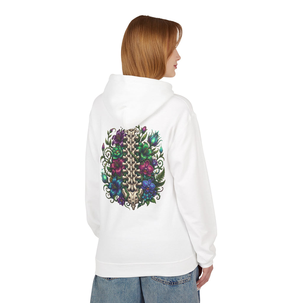 Spine & Blossoms Hoodie — "Soft Heart, Strong Spine!" Graphic Pullover
