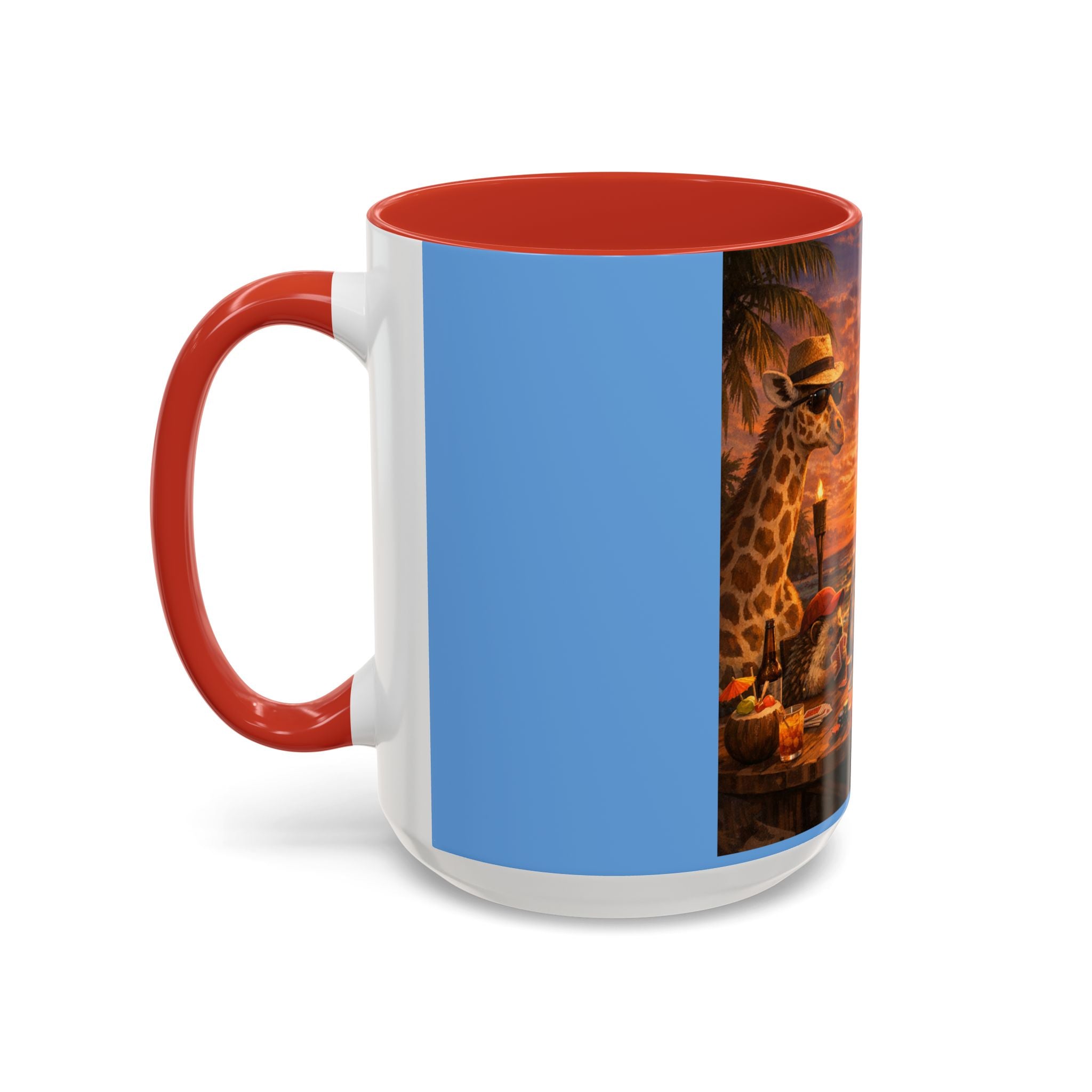 Sunset Poker Nights Animal Coffee Mug — Giraffe & Hedgehog Friends (11/15 oz)