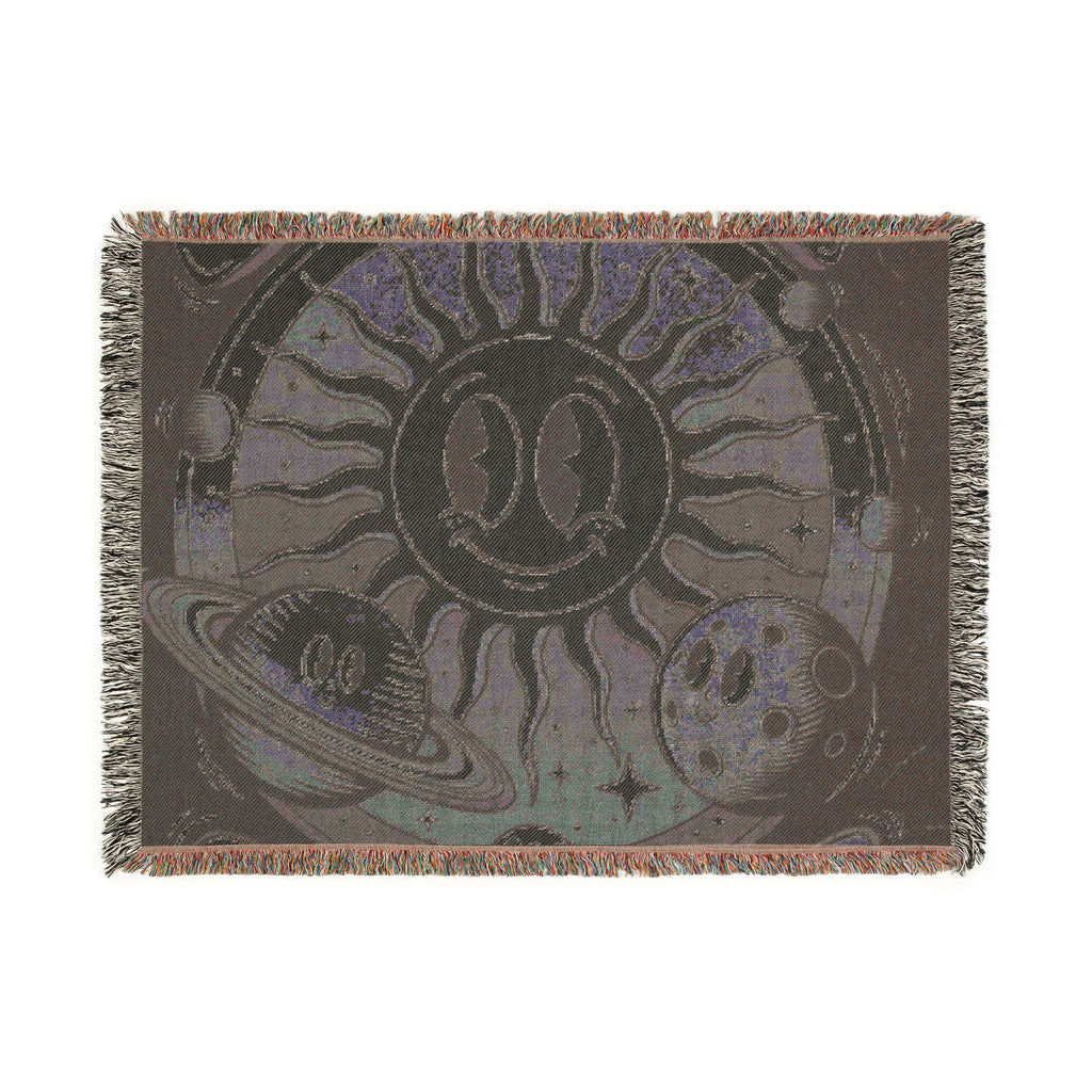 Sun & Planet Woven Blanket — Celestial Cozy Throw