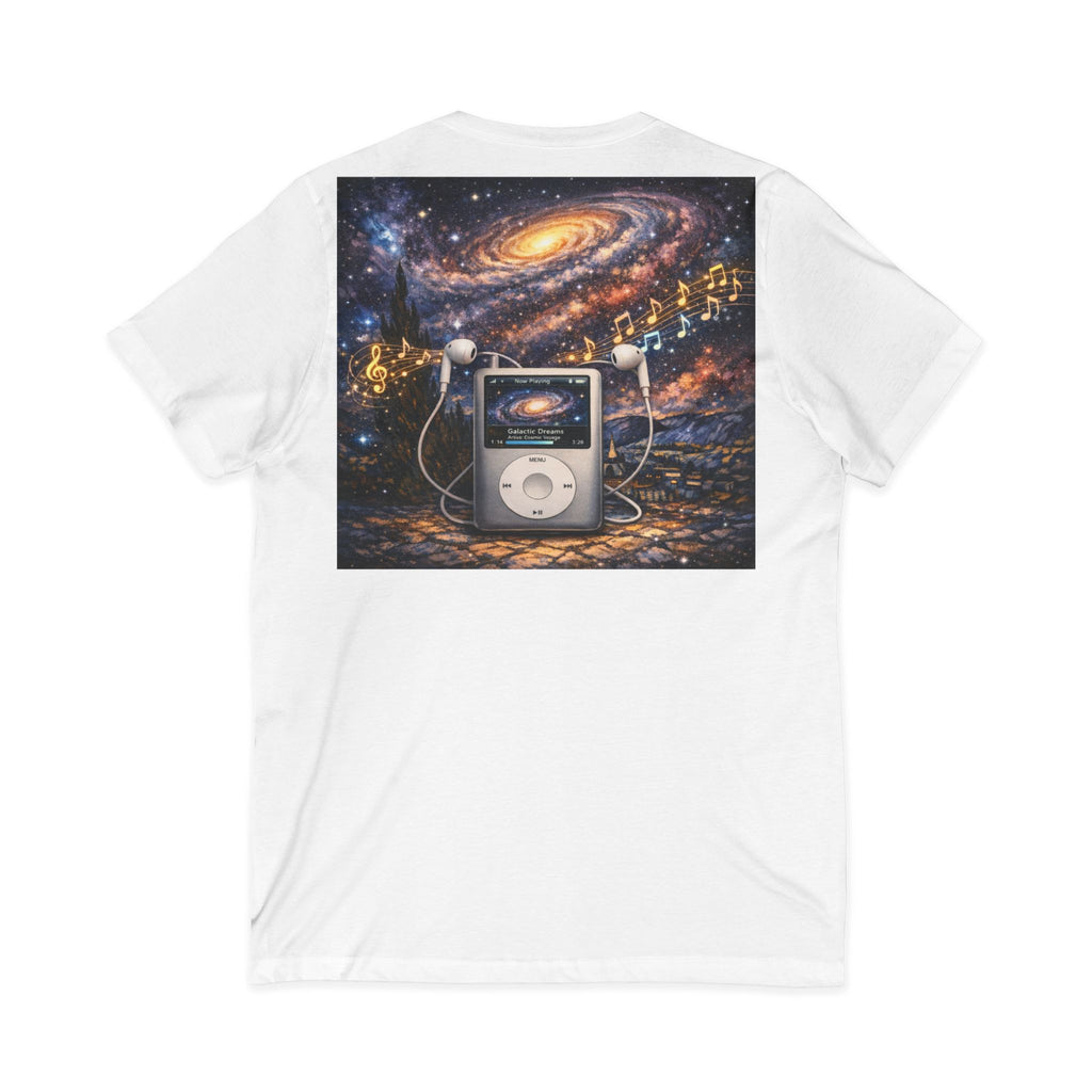 Galaxy iPod Music Tee — Retro Space Music V-Neck T‑Shirt