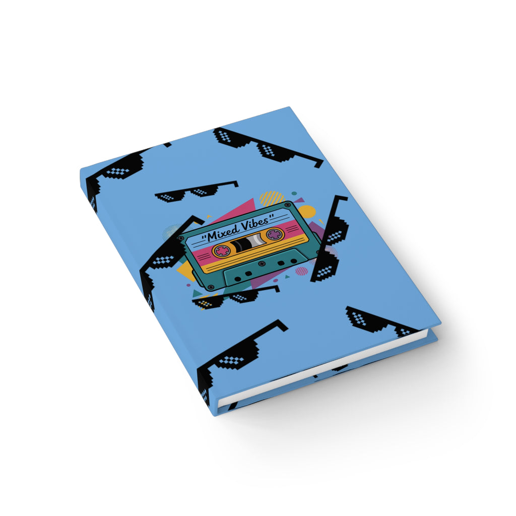Retro 'Mixed Vibes' Cassette Journal — Blue Sunglasses Pattern