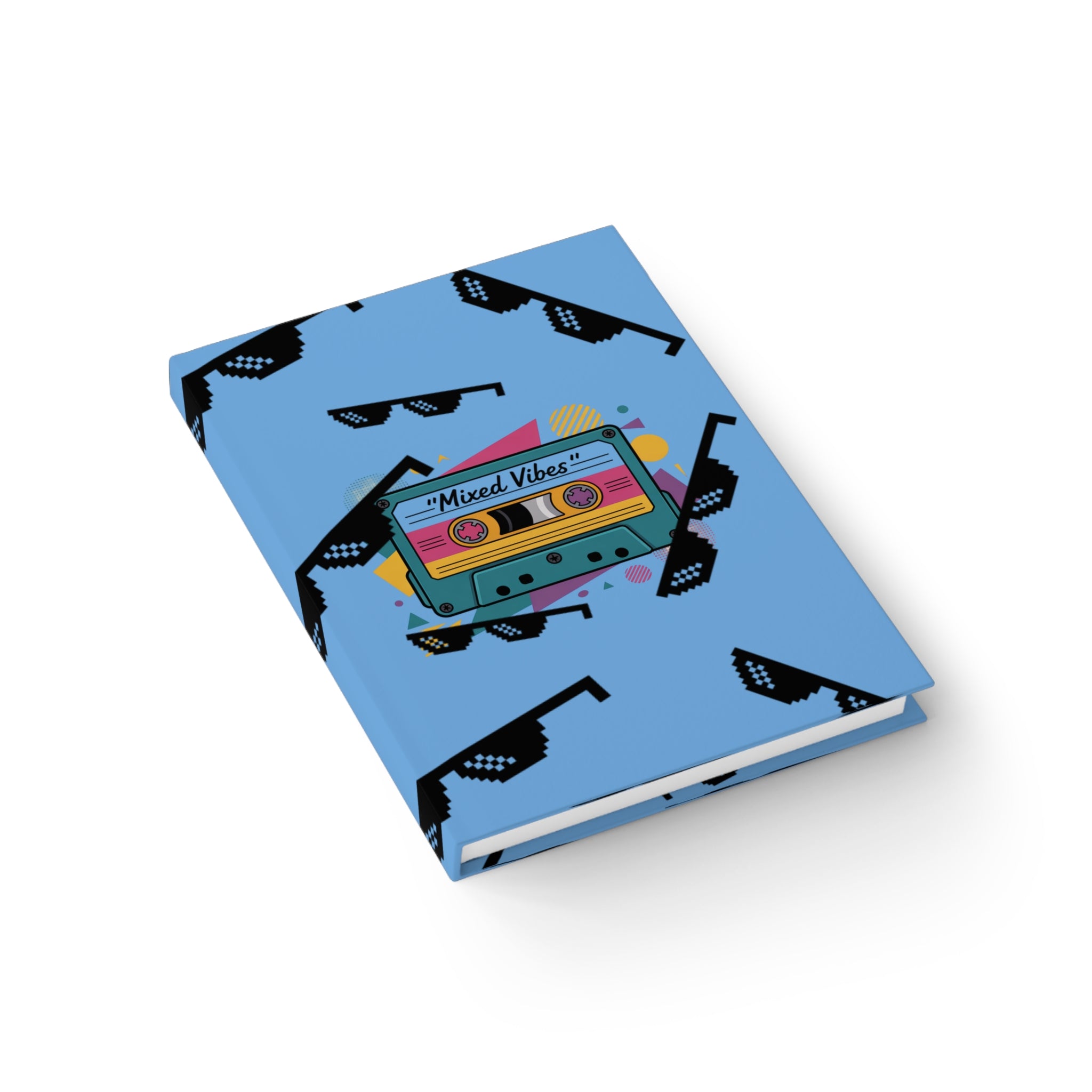 Retro 'Mixed Vibes' Cassette Journal — Blue Sunglasses Pattern