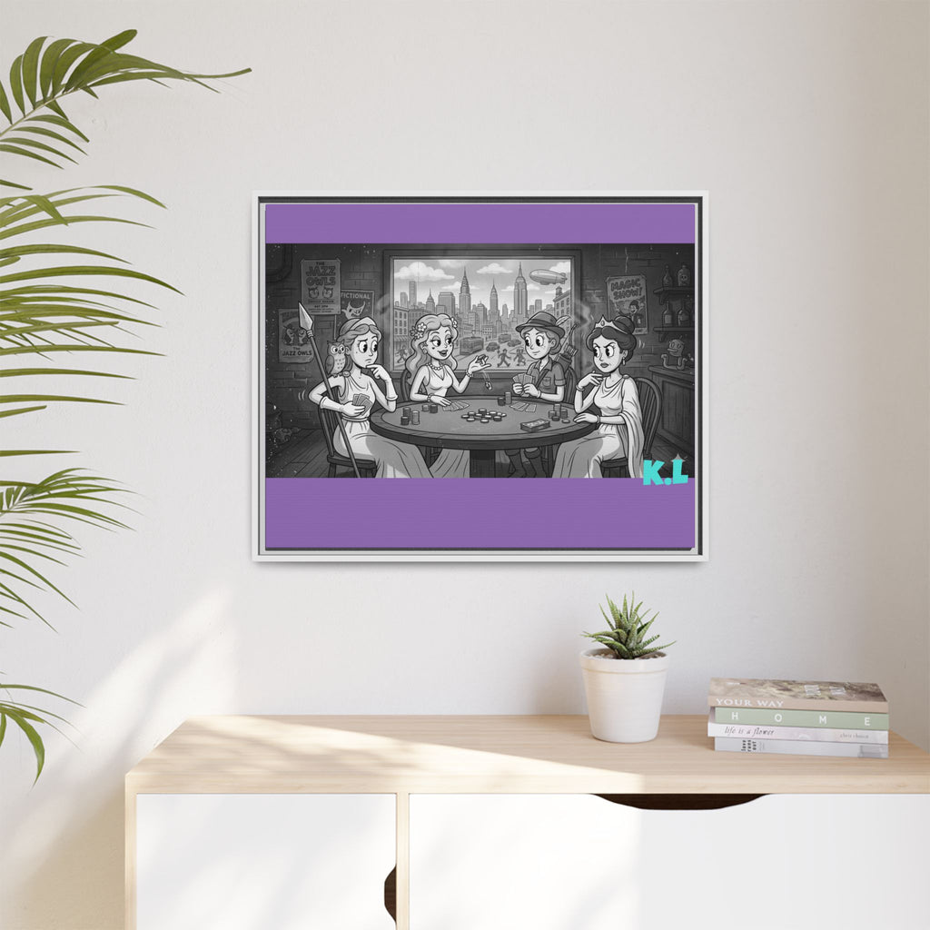 Framed Matte Canvas - Vintage Goddess Poker Night Print