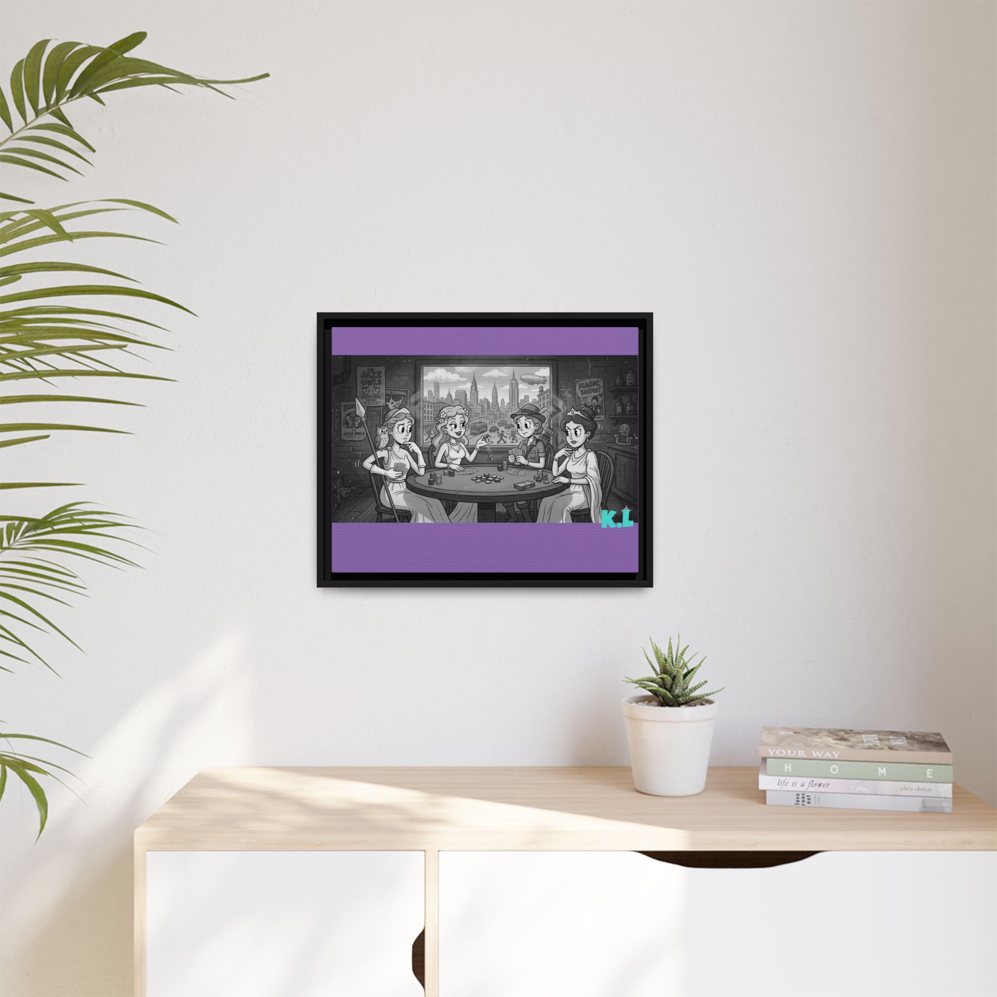 Framed Matte Canvas - Vintage Goddess Poker Night Print
