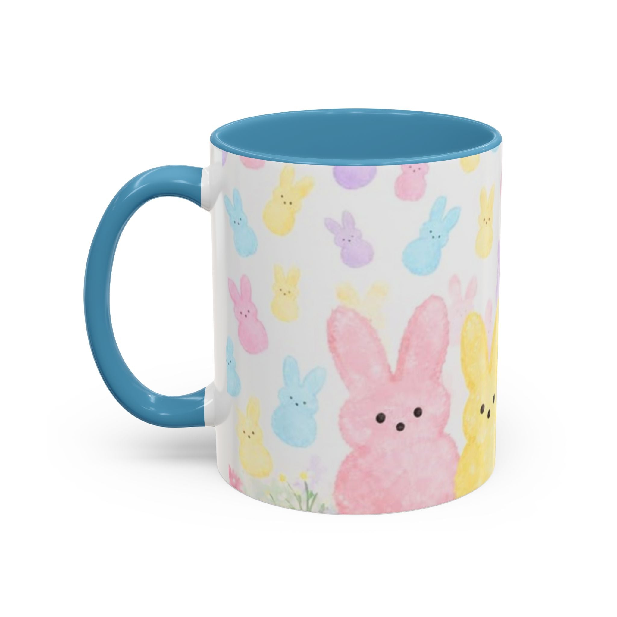 Pastel Peeps Easter Coffee Mug — Cute Bunny Pattern Accent Mug (11/15oz)