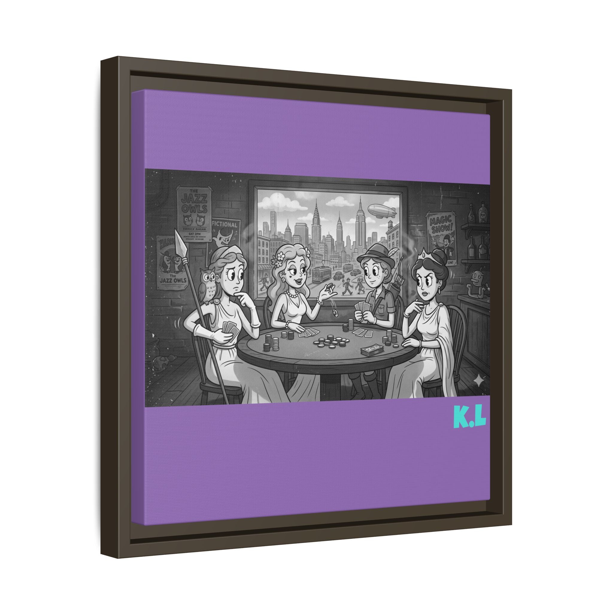 Framed Matte Canvas - Vintage Goddess Poker Night Print