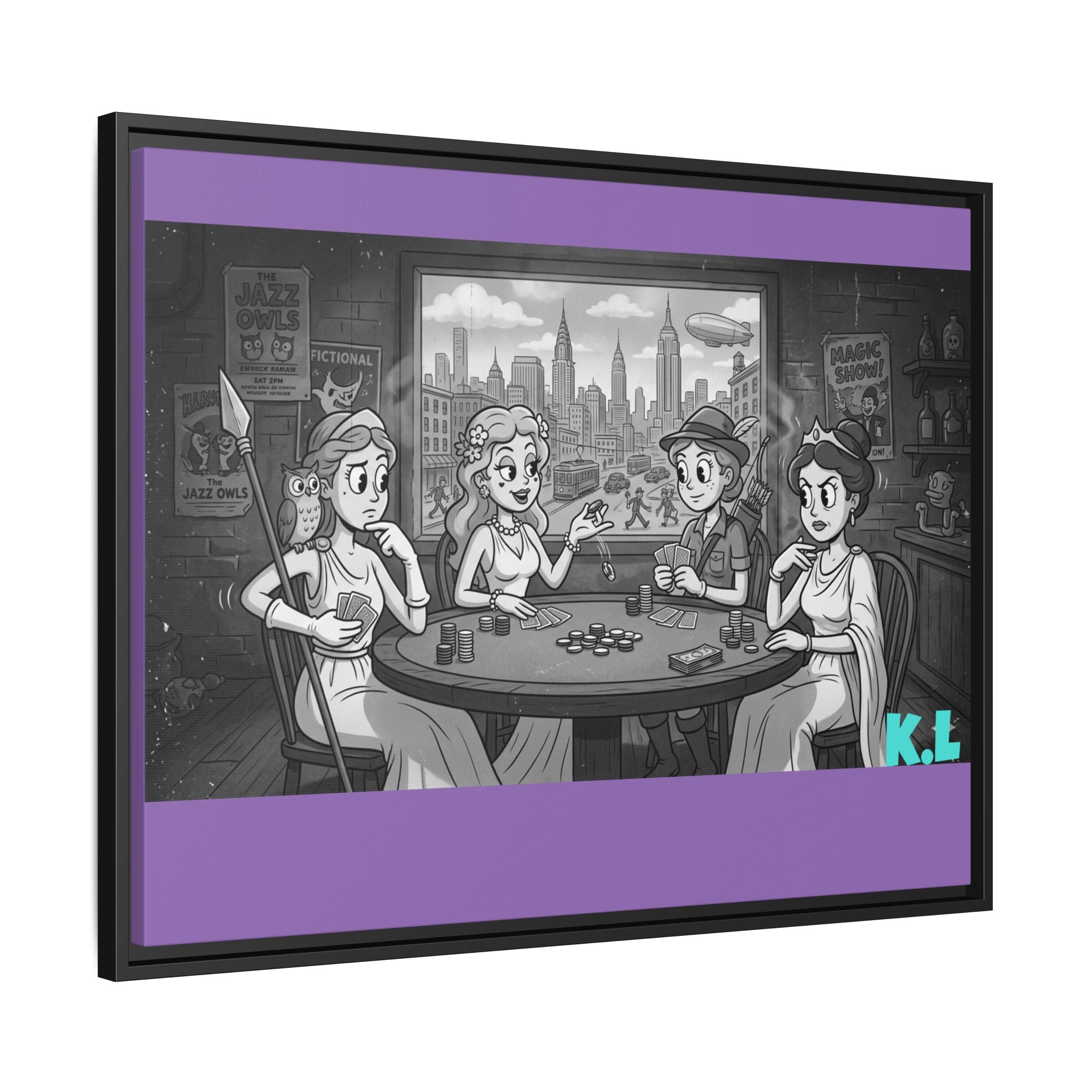 Framed Matte Canvas - Vintage Goddess Poker Night Print