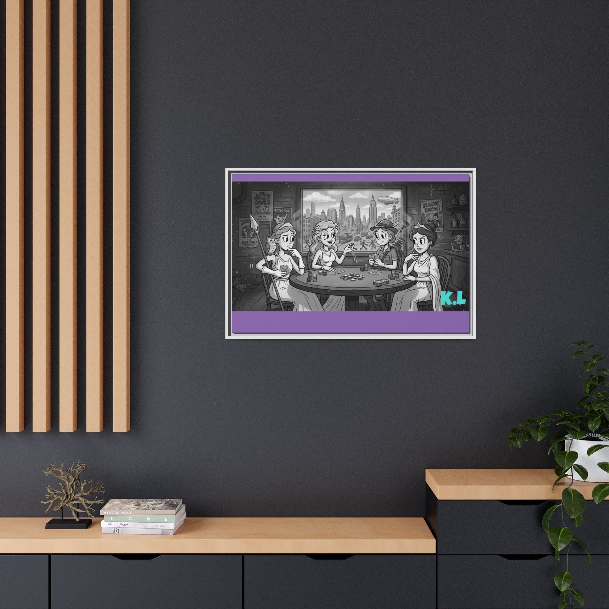 Framed Matte Canvas - Vintage Goddess Poker Night Print