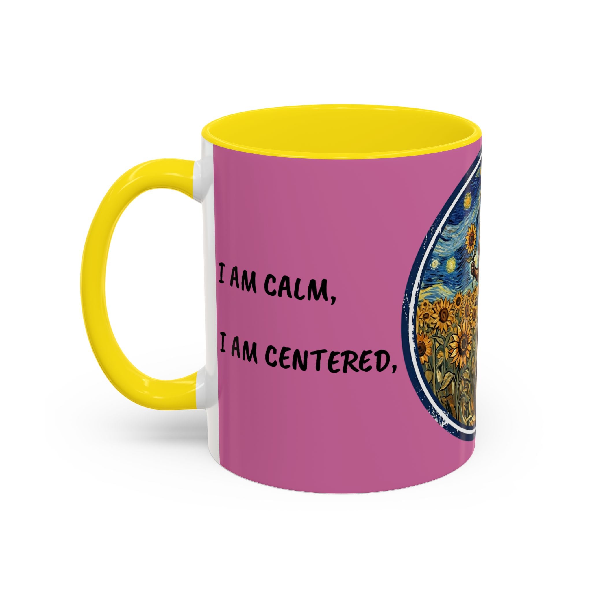 Hedgehog Sunflower Coffee Mug — "I Am At Peace" Accent Ceramic Mug