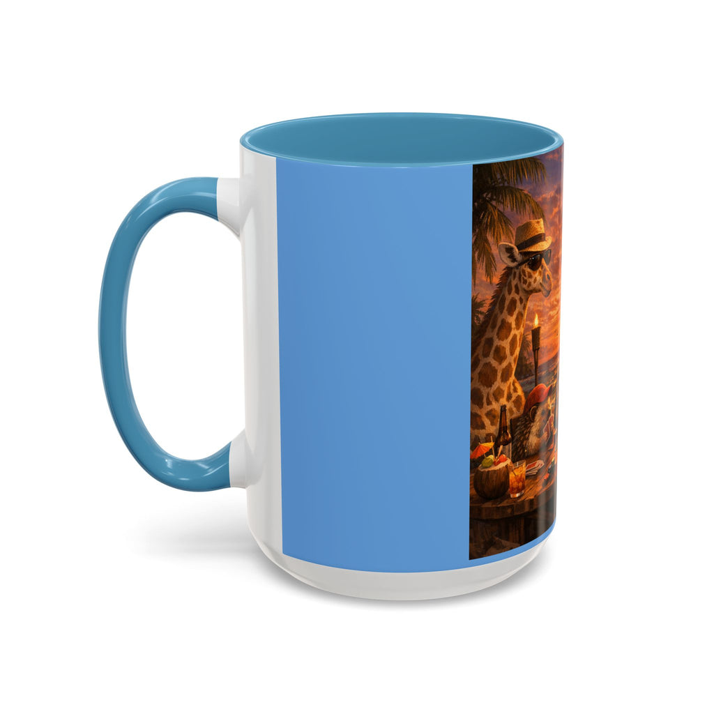 Sunset Poker Nights Animal Coffee Mug — Giraffe & Hedgehog Friends (11/15 oz)