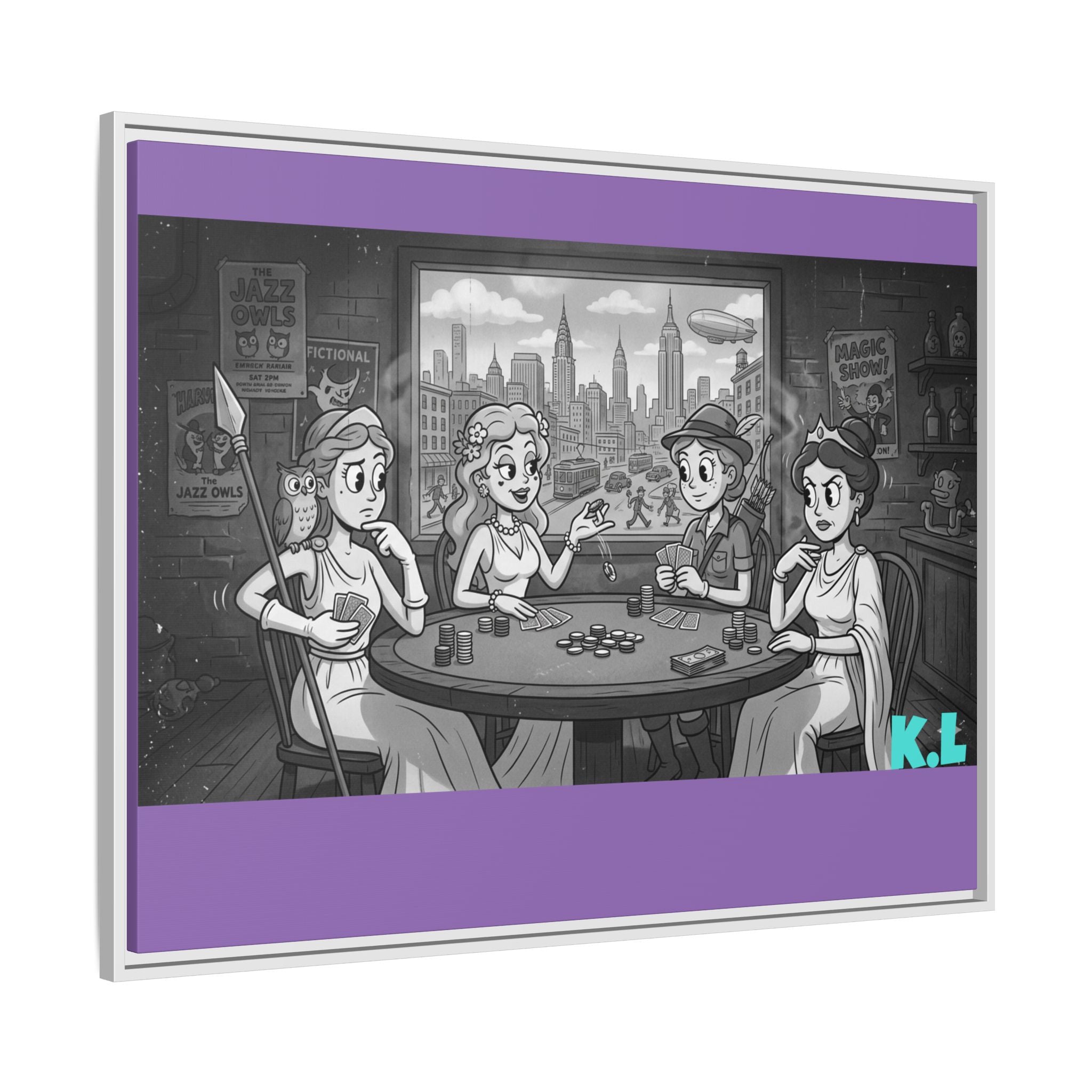 Framed Matte Canvas - Vintage Goddess Poker Night Print
