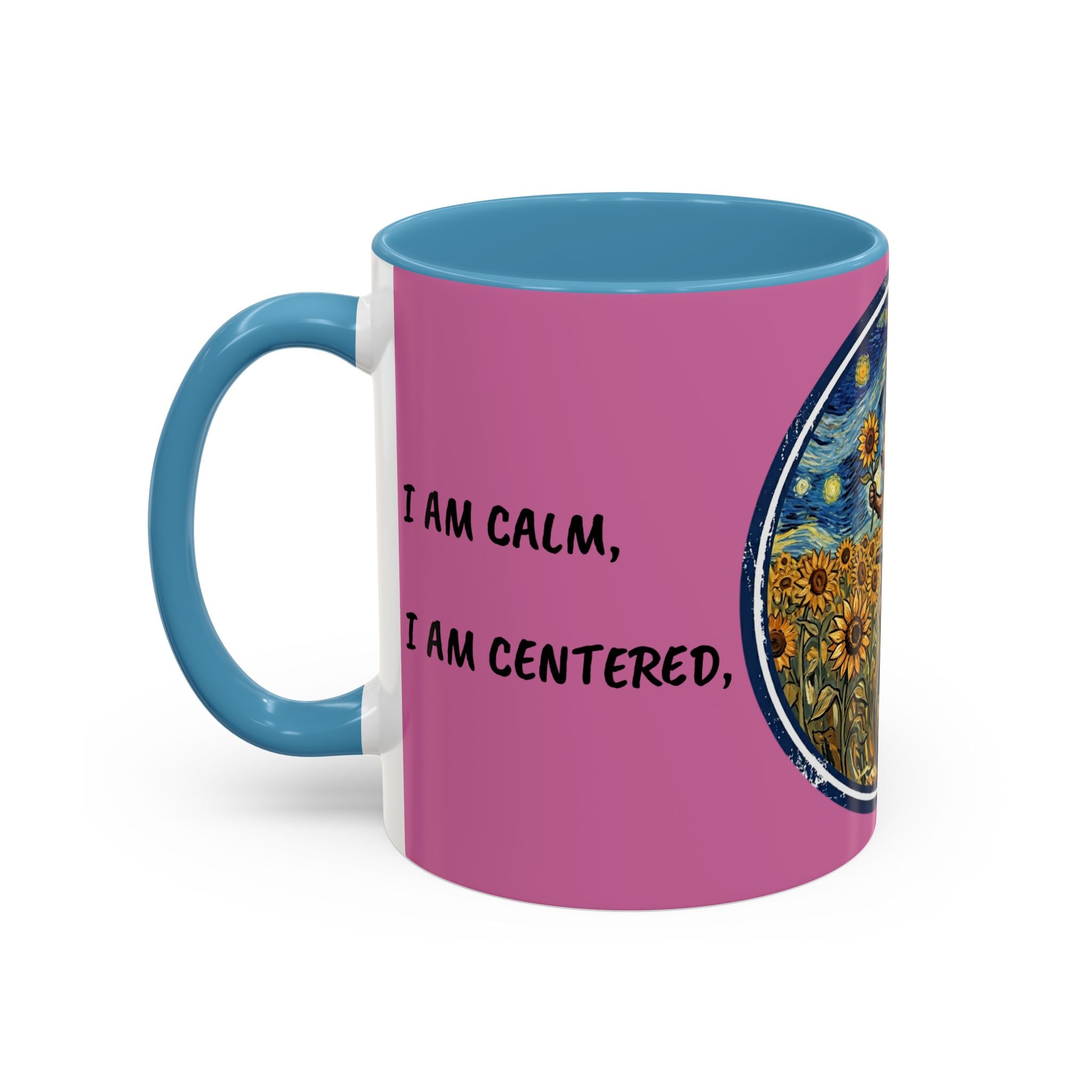 Hedgehog Sunflower Coffee Mug — "I Am At Peace" Accent Ceramic Mug