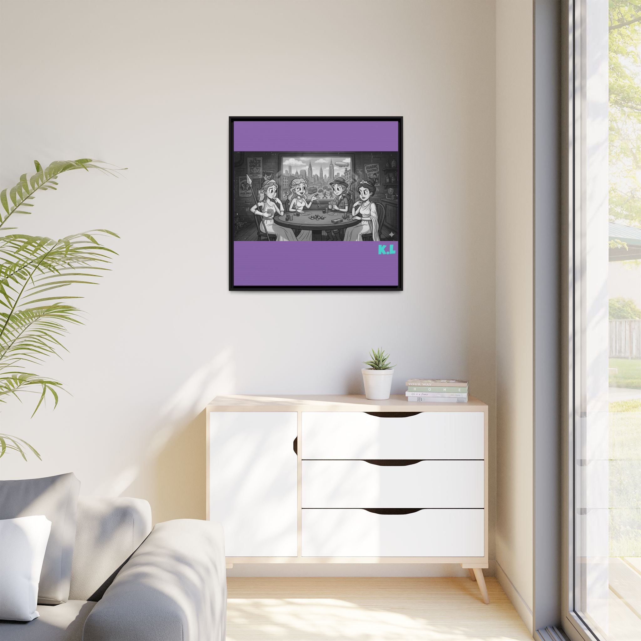 Framed Matte Canvas - Vintage Goddess Poker Night Print