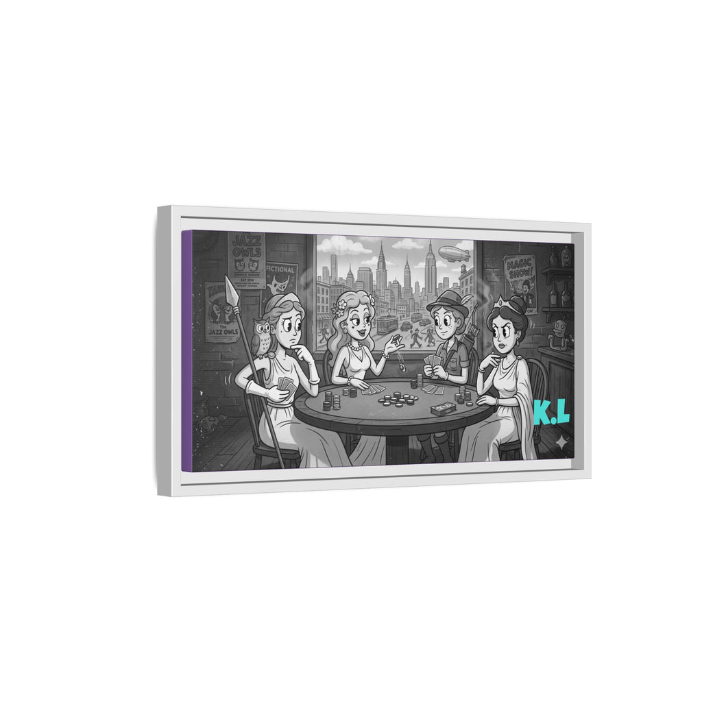 Framed Matte Canvas - Vintage Goddess Poker Night Print