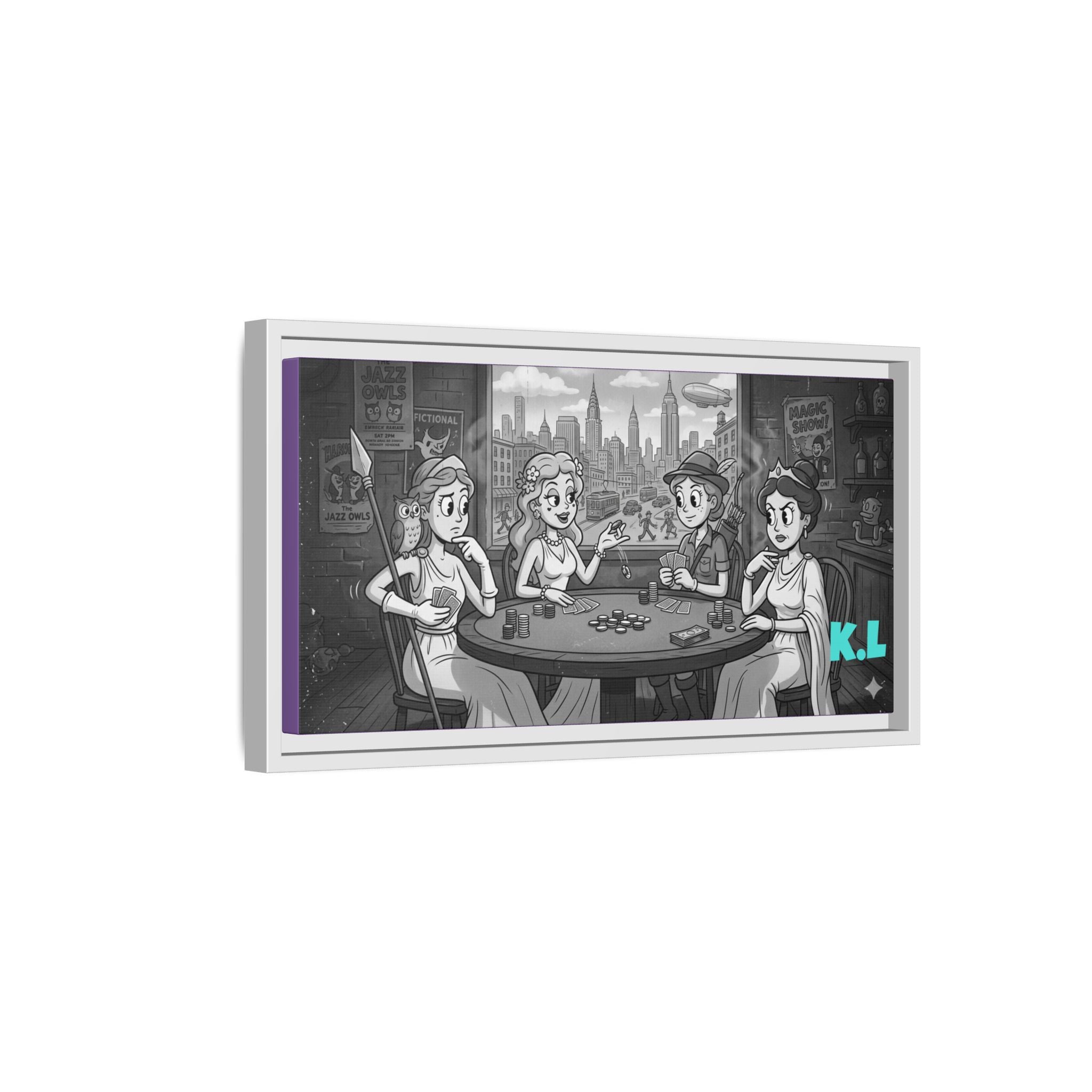 Framed Matte Canvas - Vintage Goddess Poker Night Print
