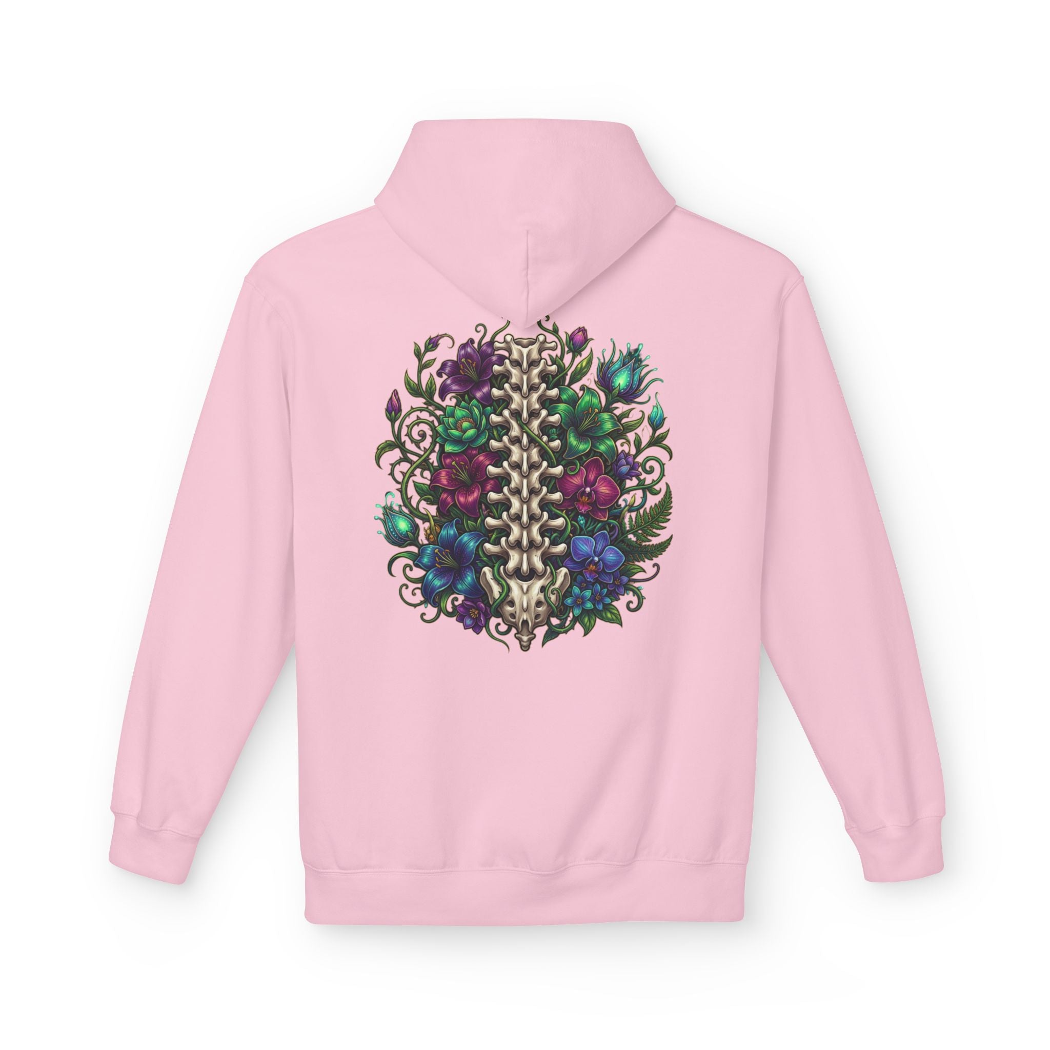 Spine & Blossoms Hoodie — "Soft Heart, Strong Spine!" Graphic Pullover