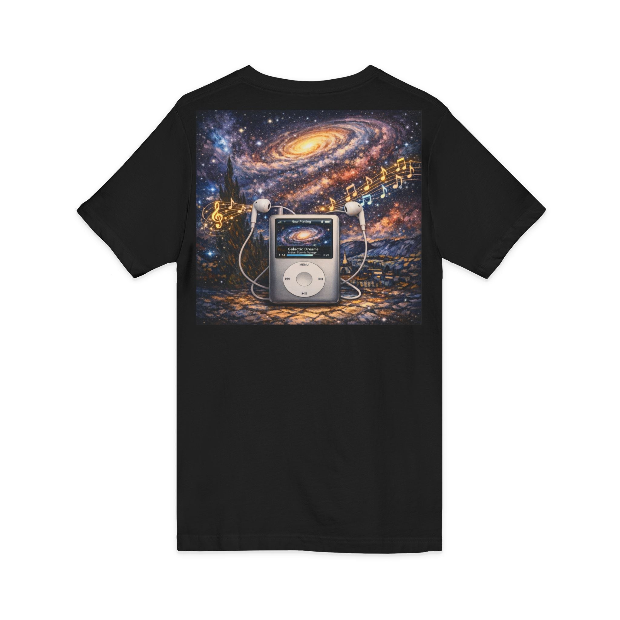 Galaxy iPod Music Tee — Retro Space Music V-Neck T‑Shirt