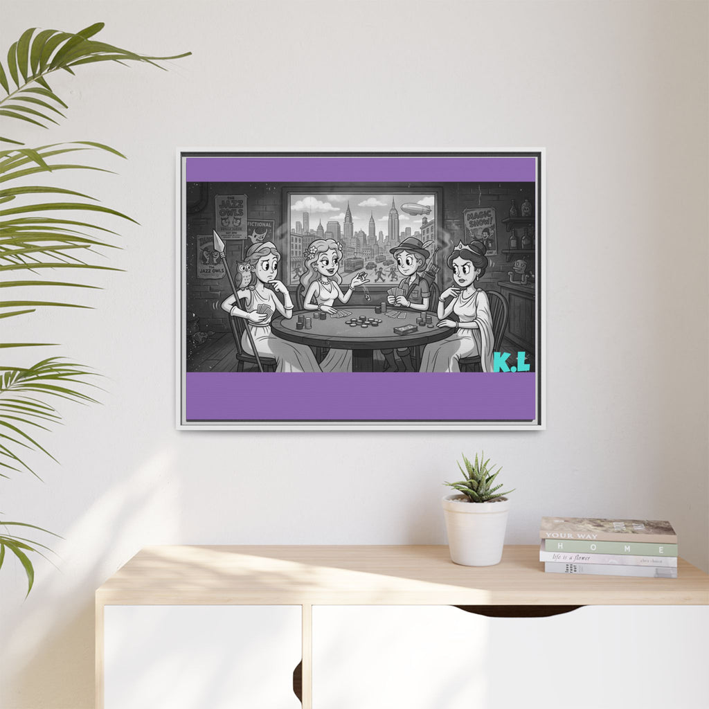 Framed Matte Canvas - Vintage Goddess Poker Night Print