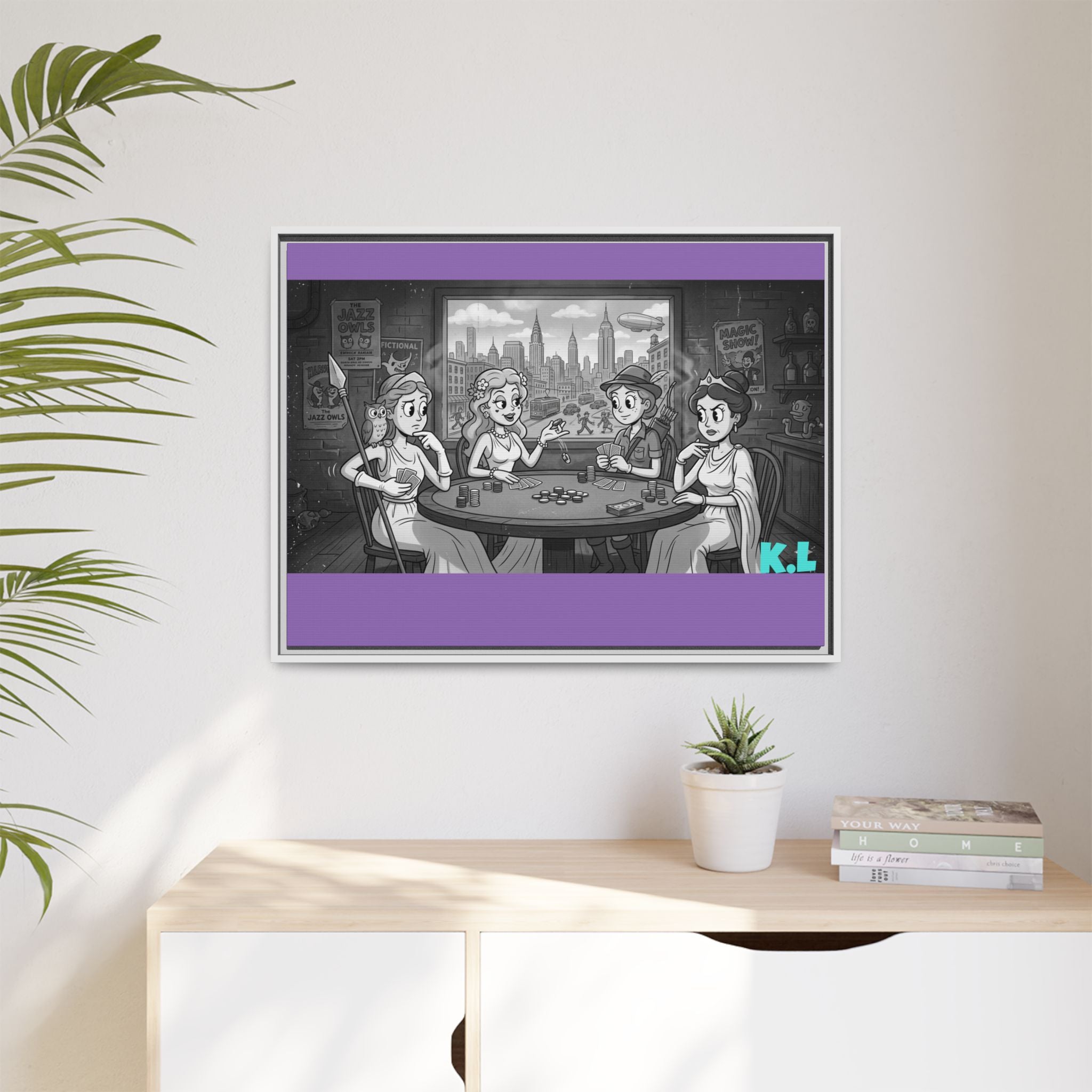 Framed Matte Canvas - Vintage Goddess Poker Night Print