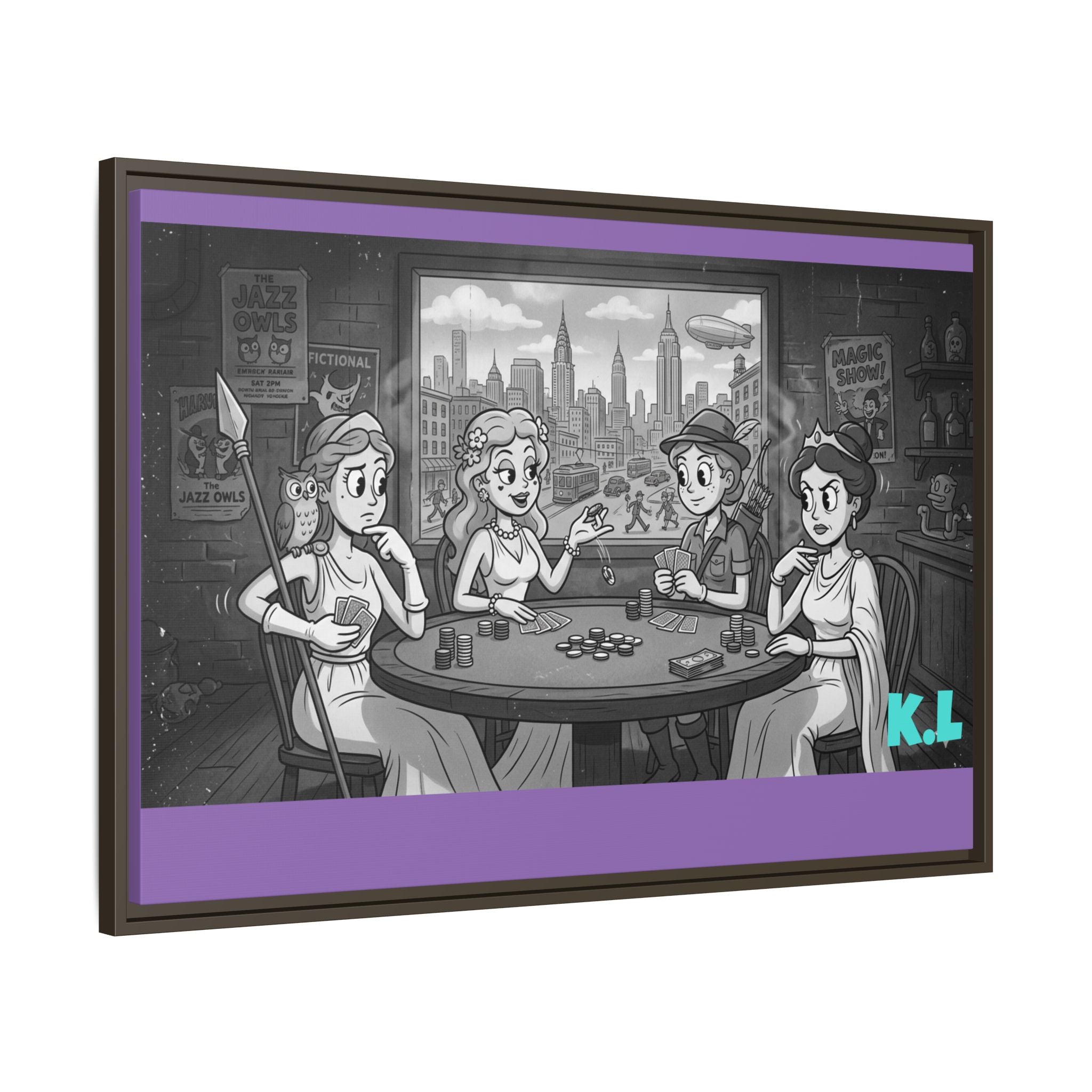 Framed Matte Canvas - Vintage Goddess Poker Night Print