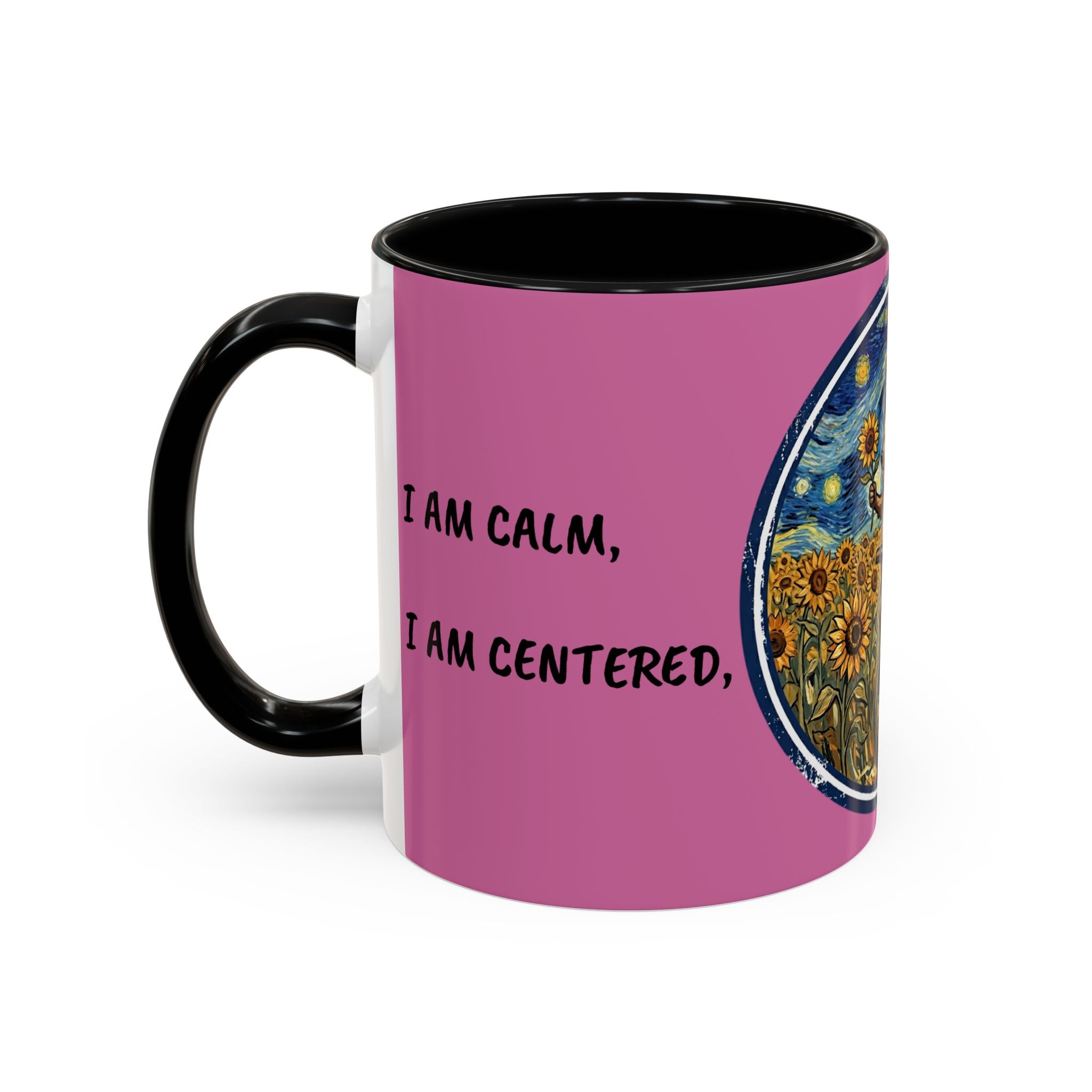 Hedgehog Sunflower Coffee Mug — "I Am At Peace" Accent Ceramic Mug