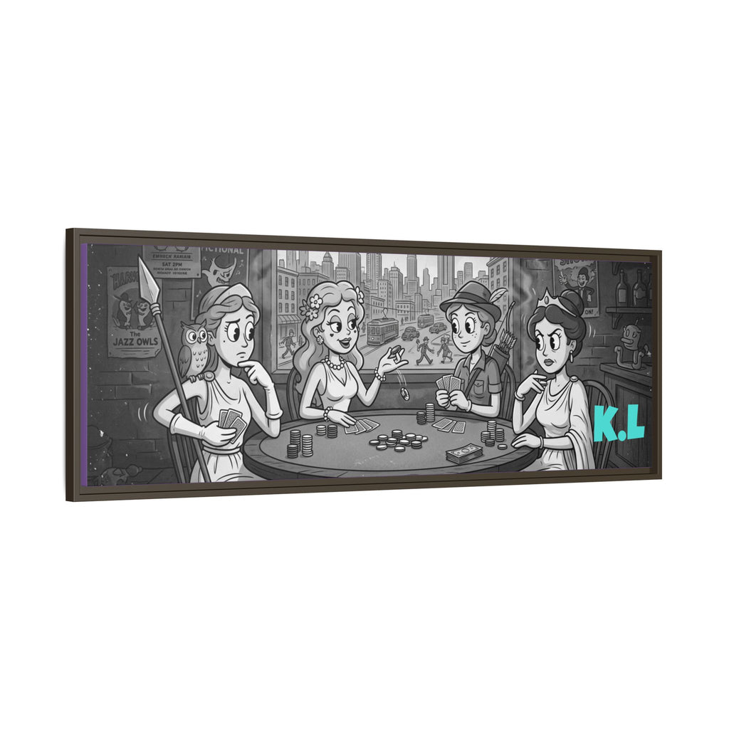 Framed Matte Canvas - Vintage Goddess Poker Night Print