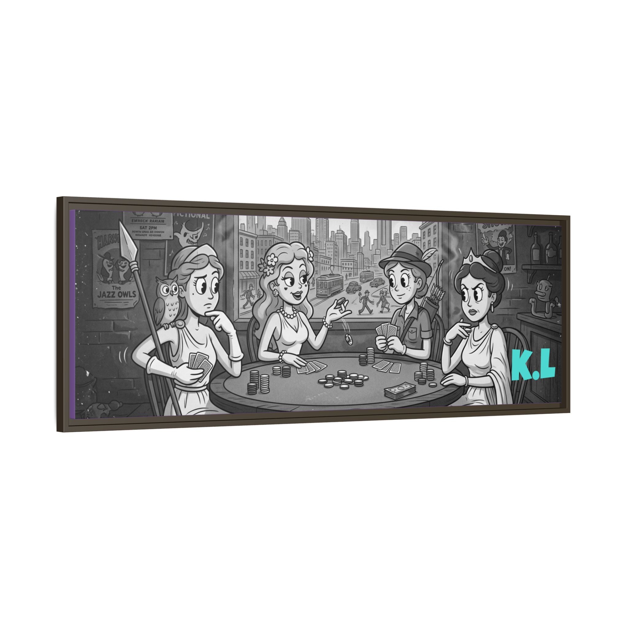 Framed Matte Canvas - Vintage Goddess Poker Night Print