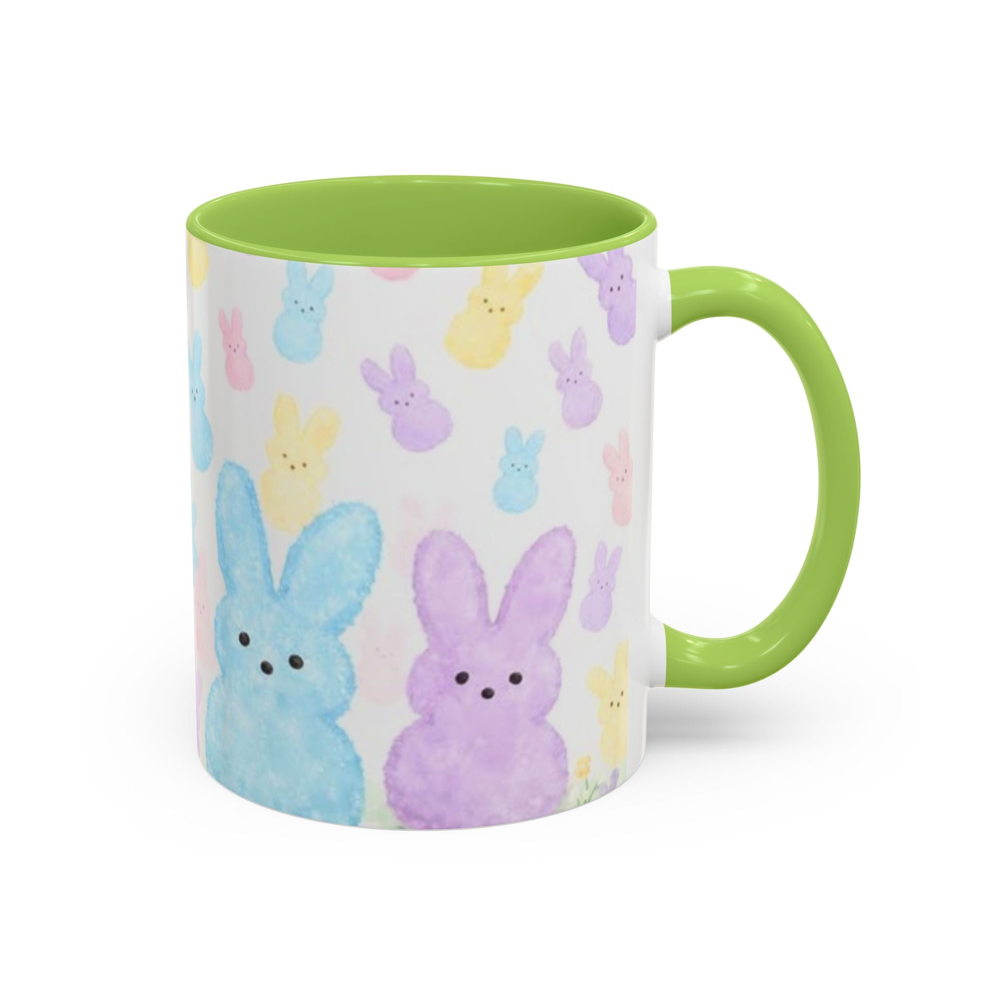 Pastel Peeps Easter Coffee Mug — Cute Bunny Pattern Accent Mug (11/15oz)