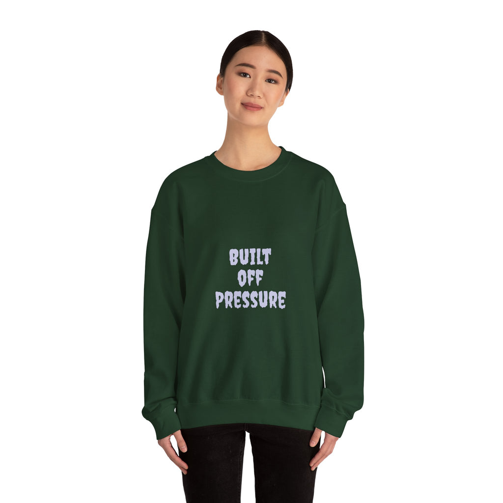 Crewneck Sweatshirt — "Built Off Pressure" Diamond UFO Floral Back Print