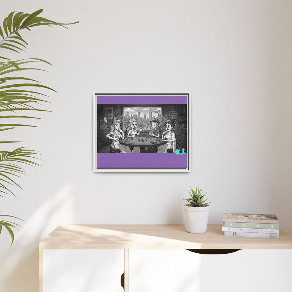 Framed Matte Canvas - Vintage Goddess Poker Night Print