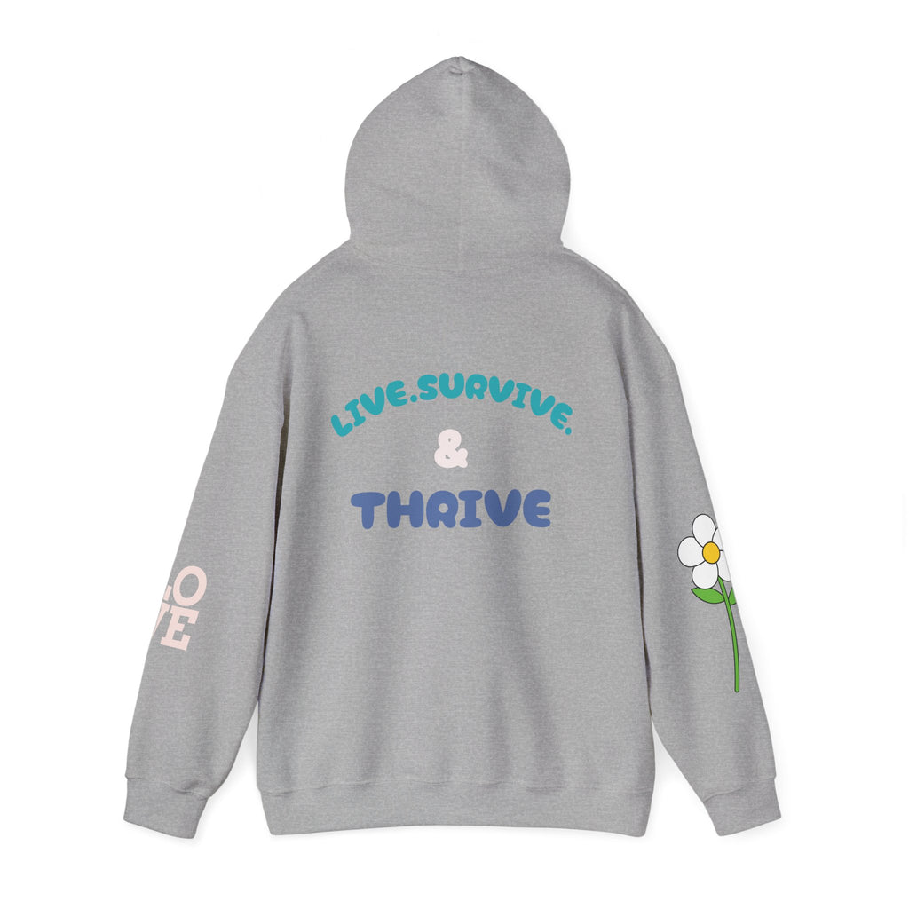 Hoodie — Live, Survive & Thrive Floral Smiley Motivational Hoodie