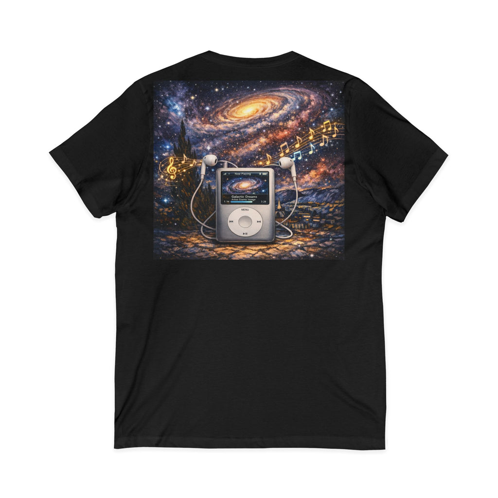 Galaxy iPod Music Tee — Retro Space Music V-Neck T‑Shirt