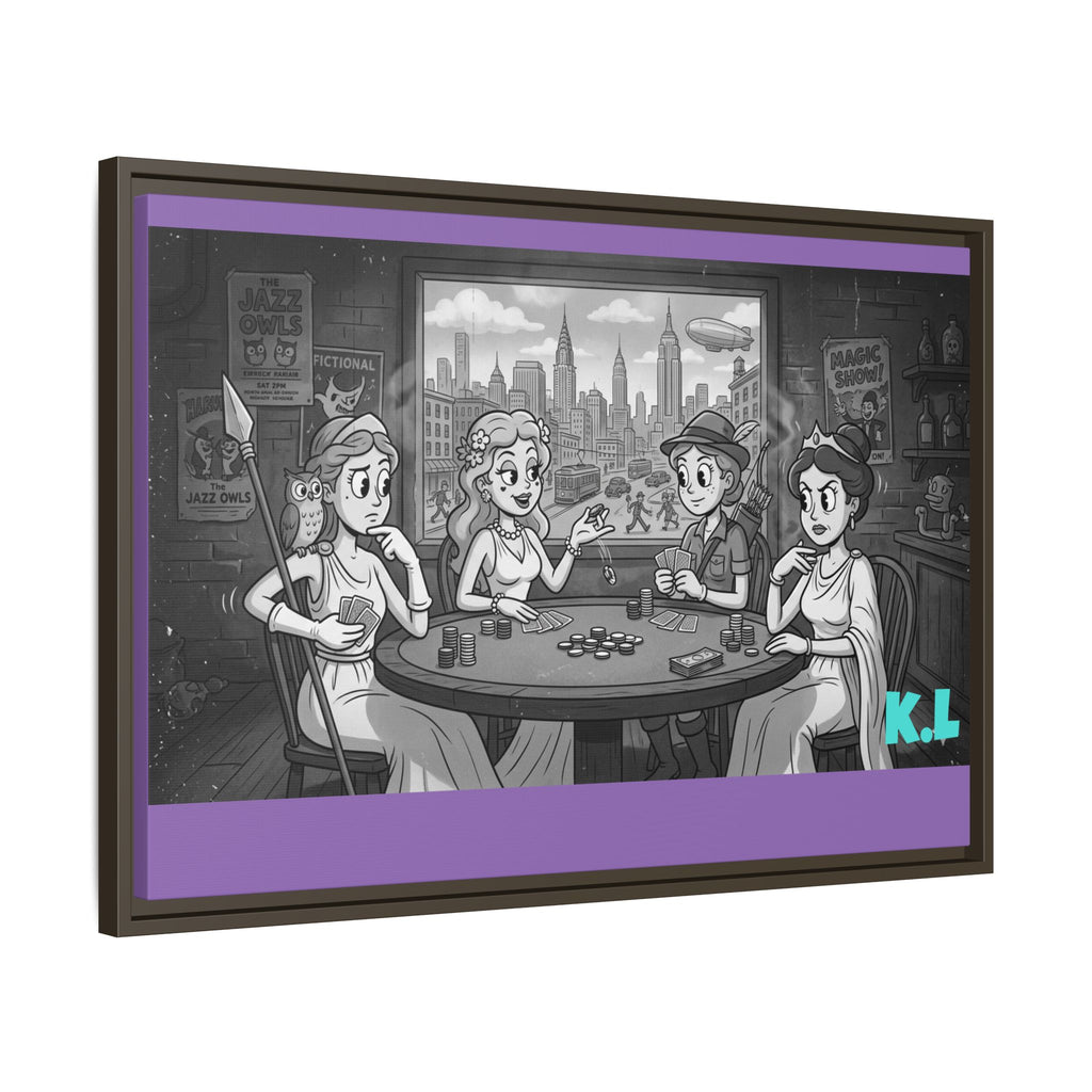 Framed Matte Canvas - Vintage Goddess Poker Night Print