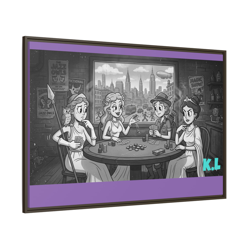 Framed Matte Canvas - Vintage Goddess Poker Night Print