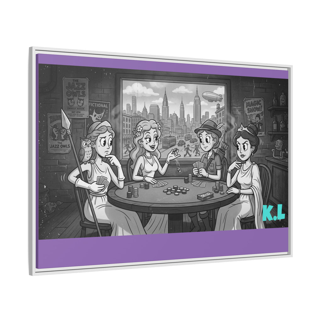 Framed Matte Canvas - Vintage Goddess Poker Night Print