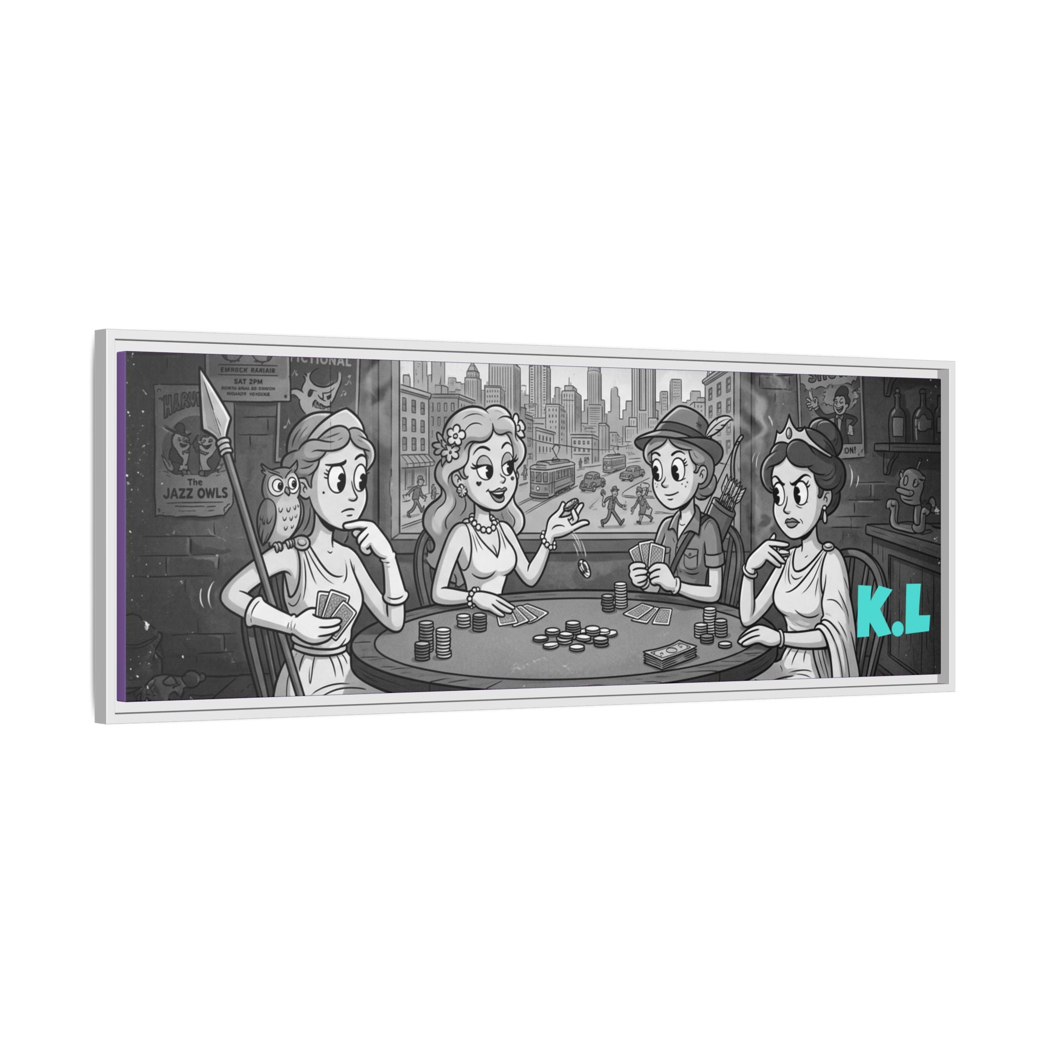 Framed Matte Canvas - Vintage Goddess Poker Night Print