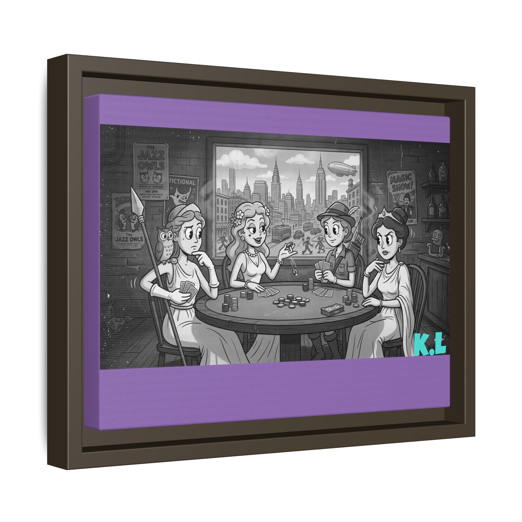 Framed Matte Canvas - Vintage Goddess Poker Night Print