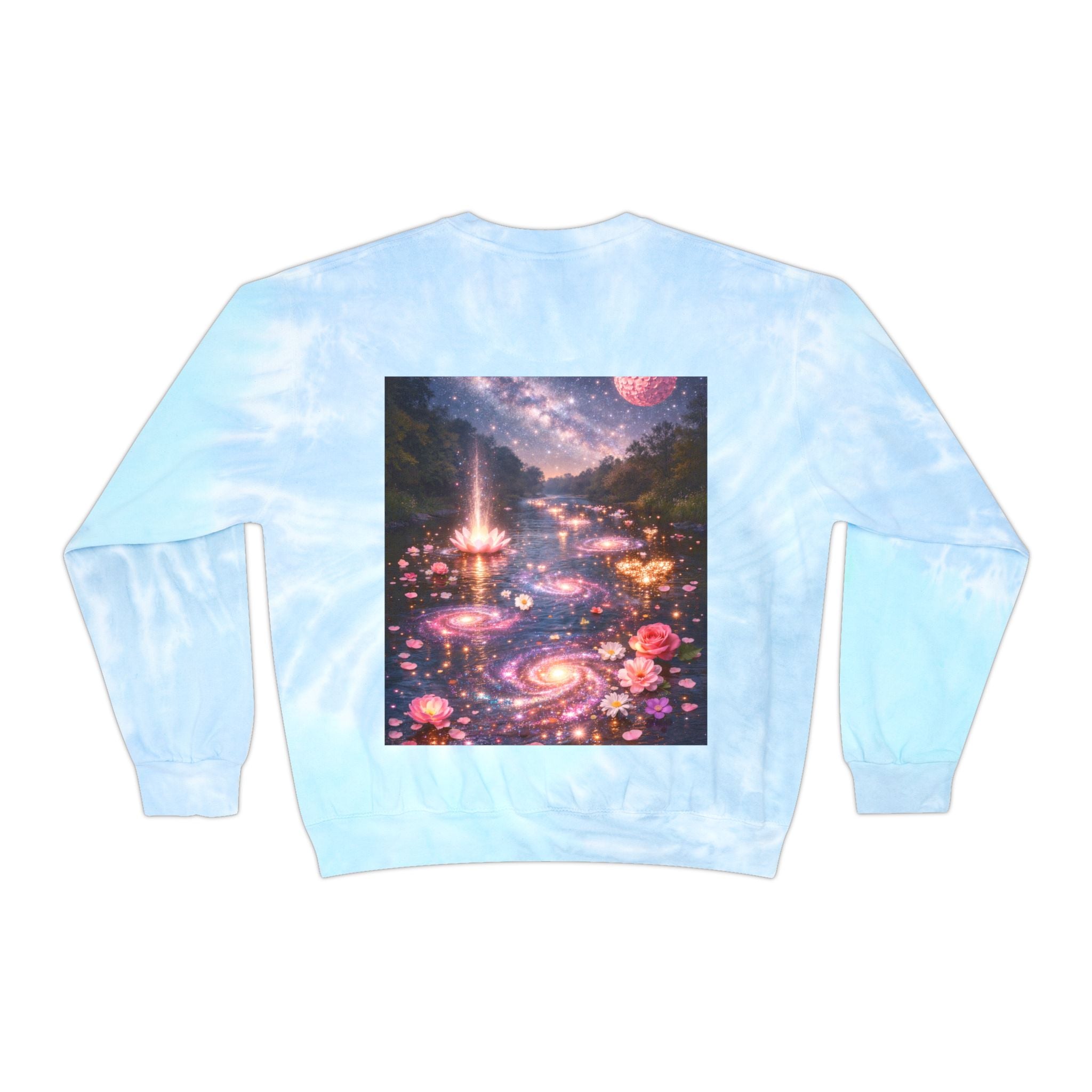 Tie-Dye Sweatshirt — "Dripping in Purpose!" Motivational Blue Tie-Dye Crewneck