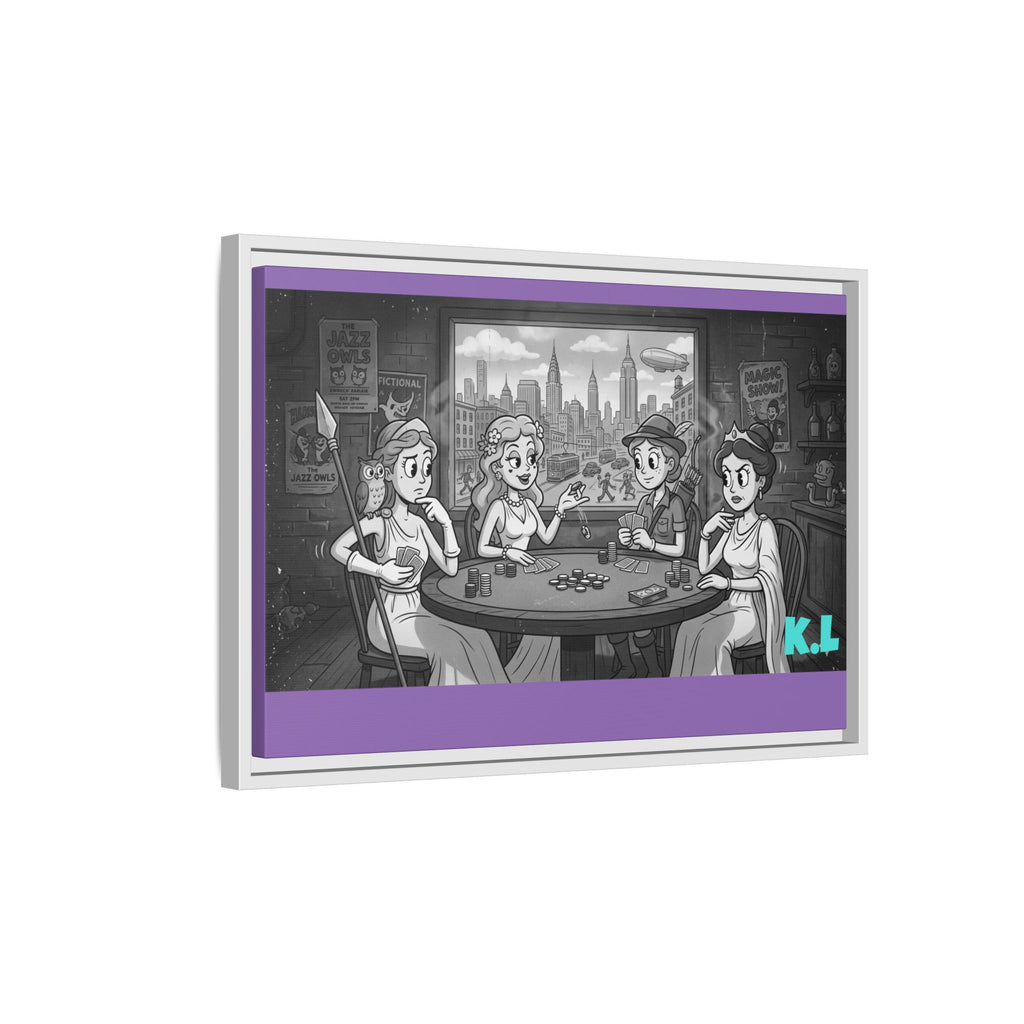 Framed Matte Canvas - Vintage Goddess Poker Night Print