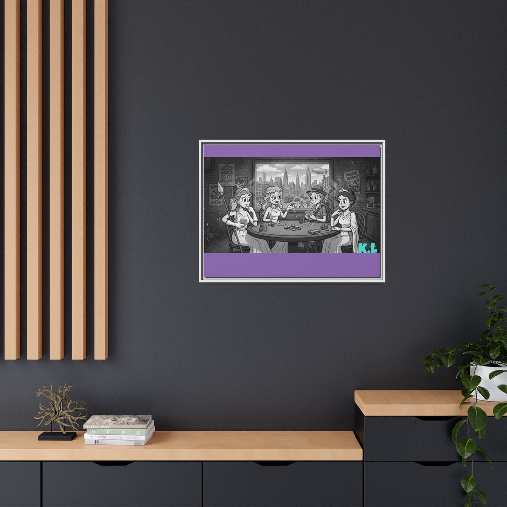 Framed Matte Canvas - Vintage Goddess Poker Night Print