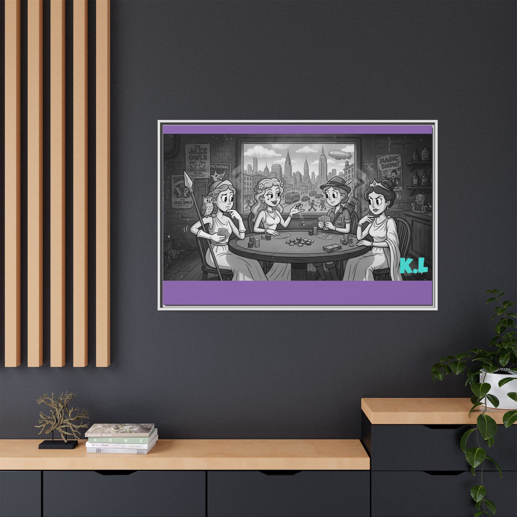 Framed Matte Canvas - Vintage Goddess Poker Night Print
