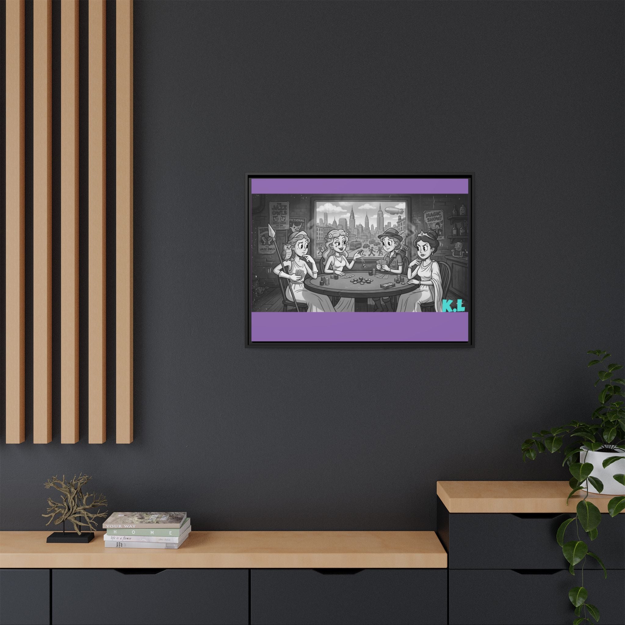 Framed Matte Canvas - Vintage Goddess Poker Night Print