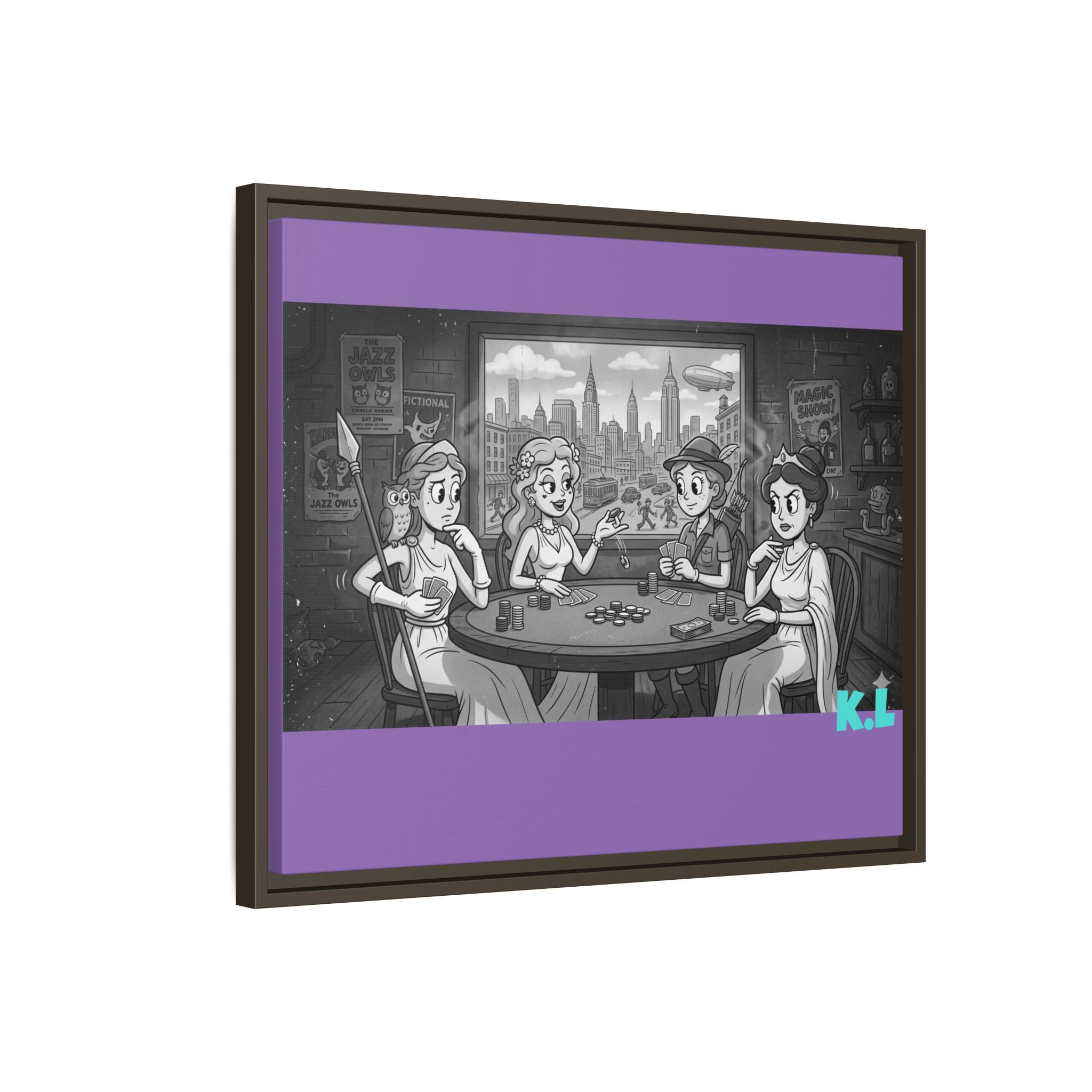 Framed Matte Canvas - Vintage Goddess Poker Night Print