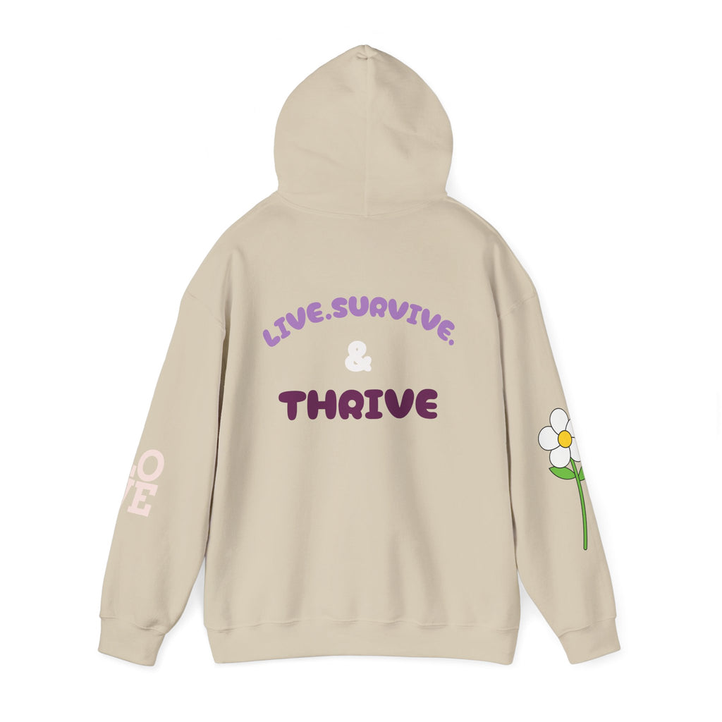 Hoodie — Live, Survive & Thrive Floral Smiley Motivational Hoodie