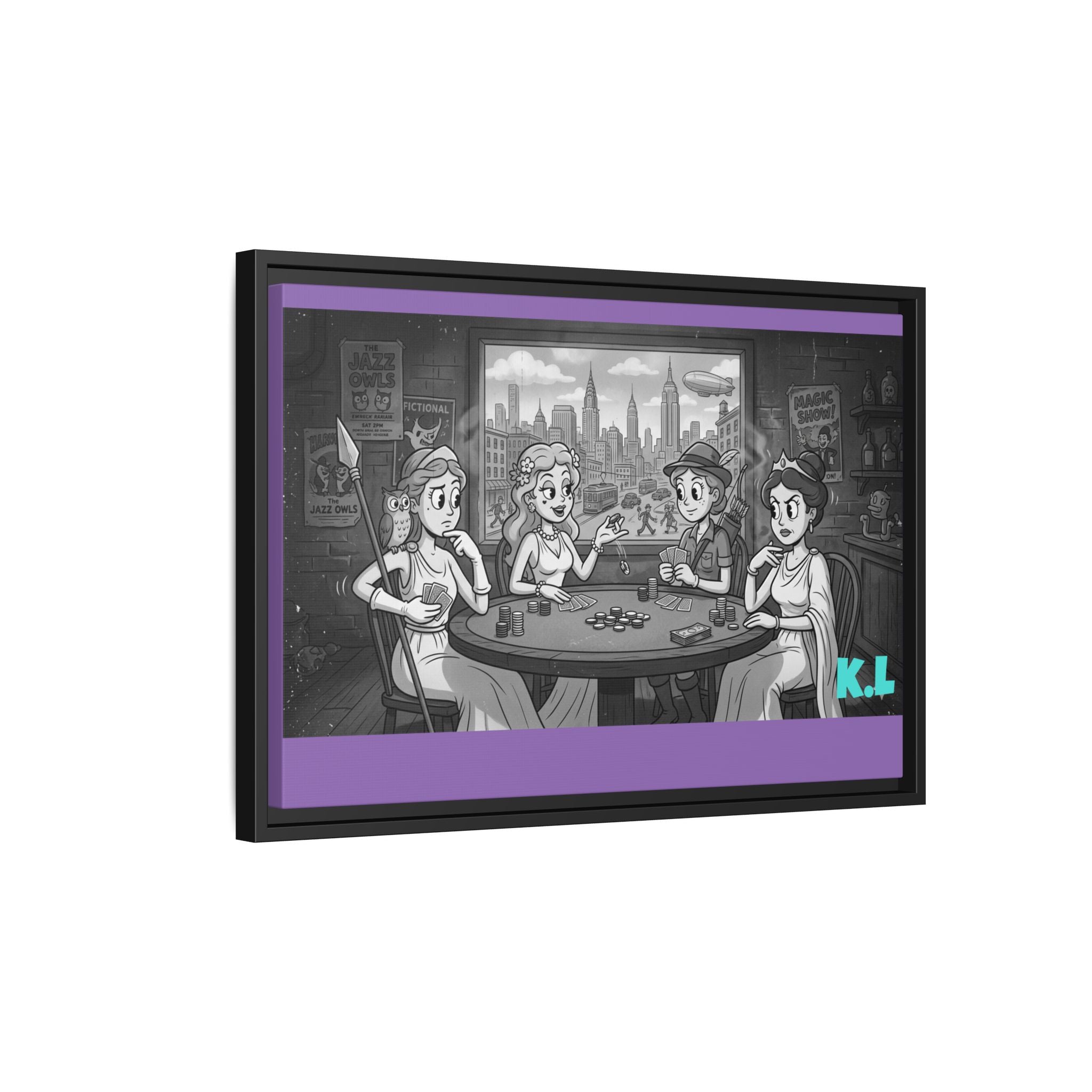 Framed Matte Canvas - Vintage Goddess Poker Night Print