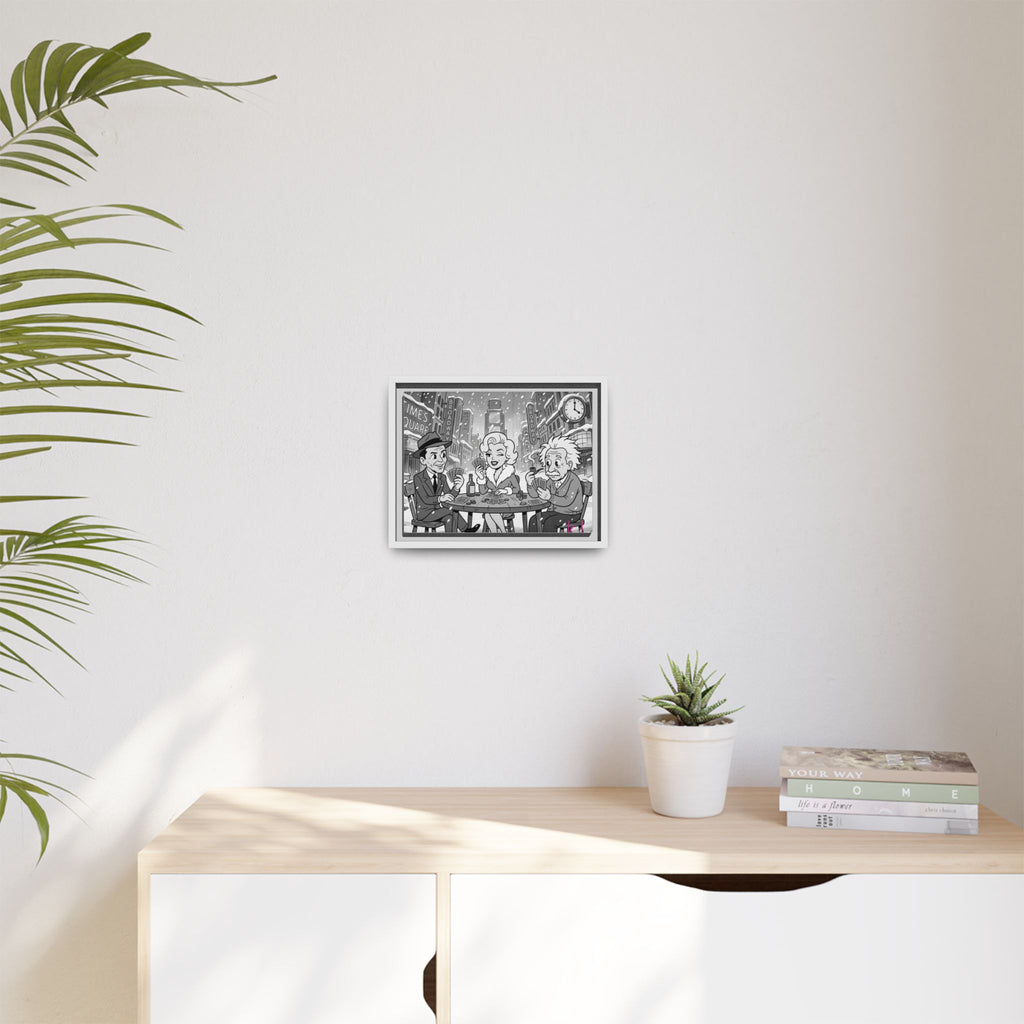 Vintage Celebrity Trio Matte Canvas Print — Framed Retro New York Wall Art